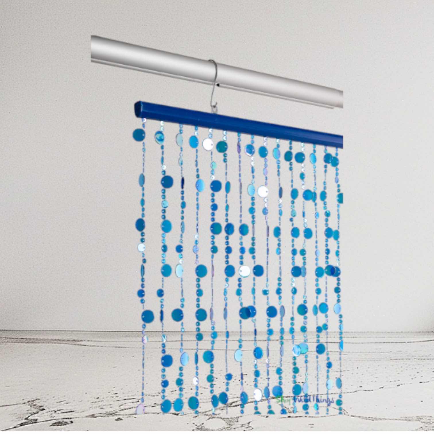 Photo 1 of BLUE IRIDESCENT BEADED CURTAIN 3’W X 6’H
