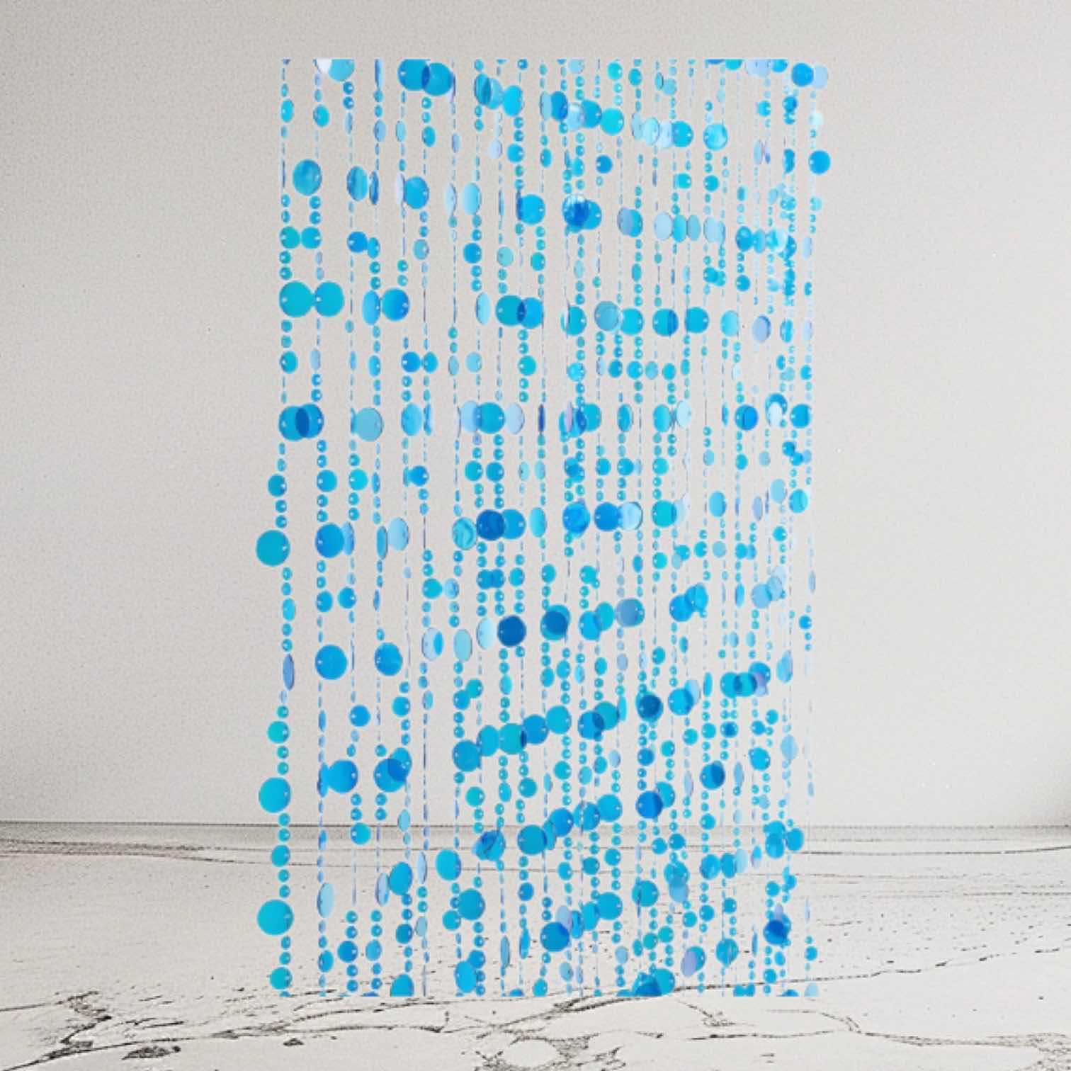 Photo 1 of BLUE IRIDESCENT BEADED CURTAIN 3’W X 6’H