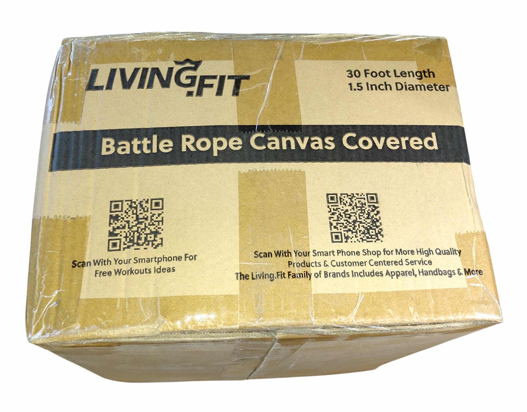 Photo 1 of NEW IN BOX 30 FOOT BLACK CANVAS COVERED BATTLE ROPE 1.5” DIAMETER