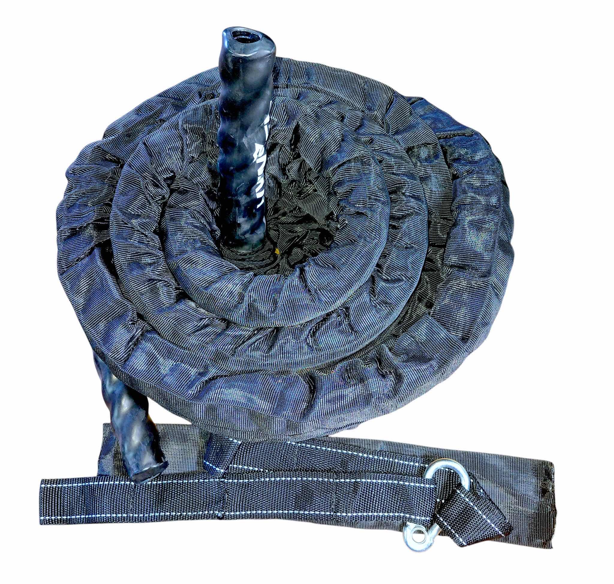 Photo 1 of NEW IN BOX 30 FOOT BLACK CANVAS COVERED BATTLE ROPE 1.5” DIAMETER