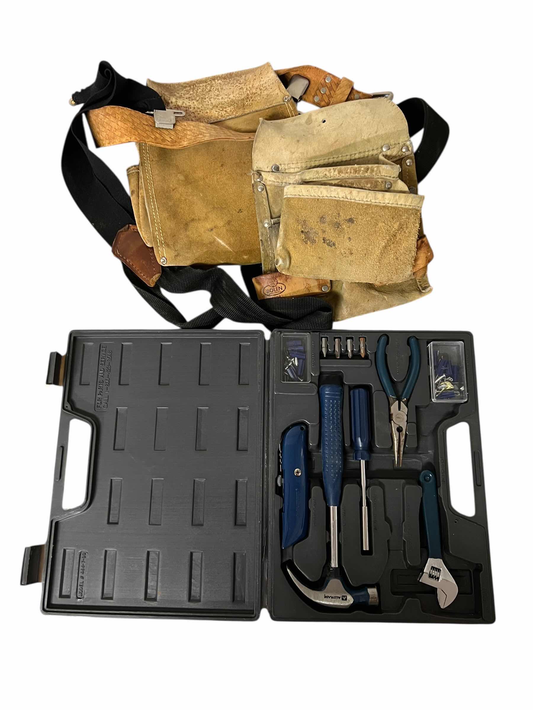Photo 1 of LEATHER TOOL BELTS AND TOOL SET IN PLASTIC CASE
