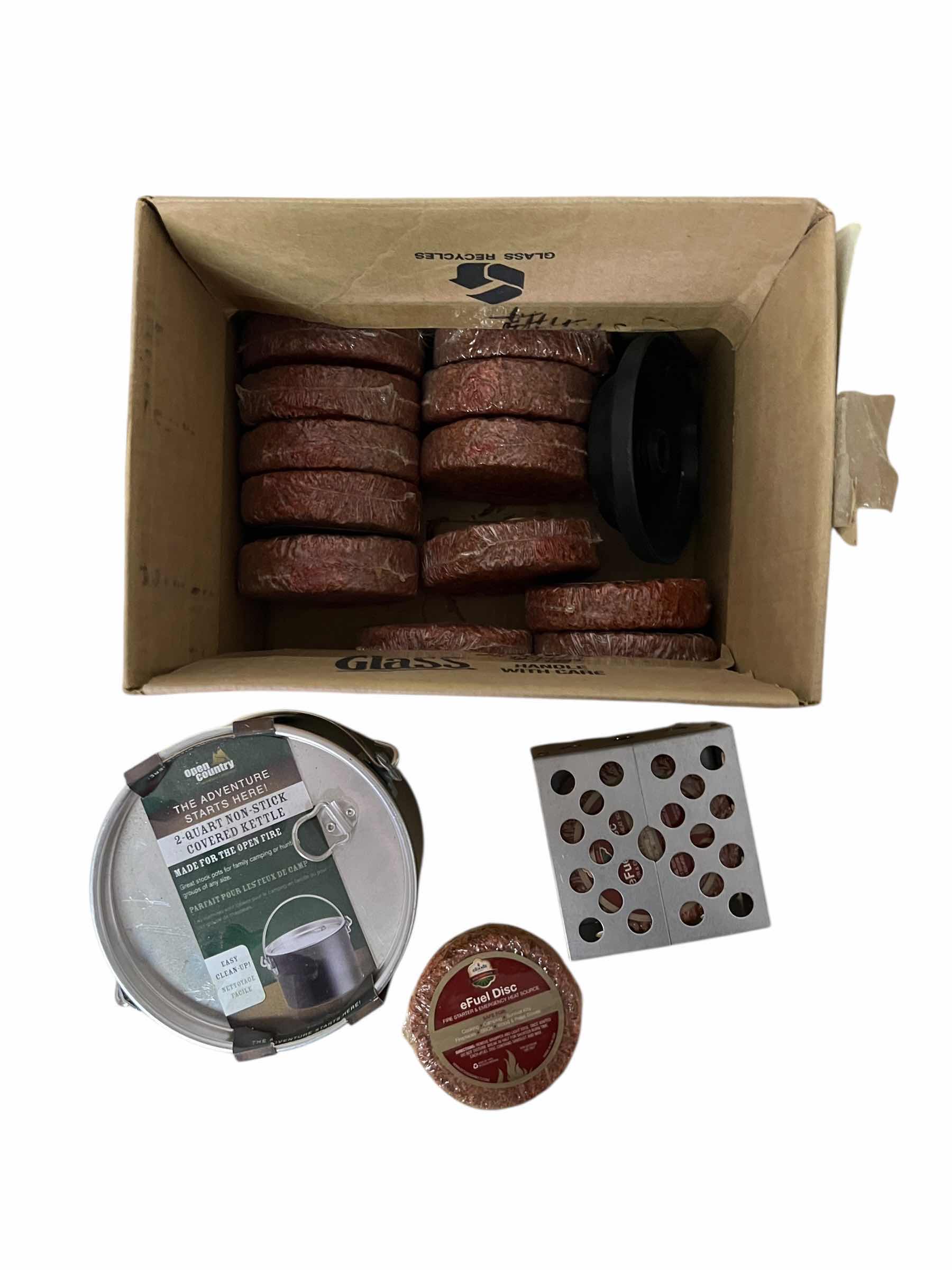 Photo 1 of BOX OF SELF STARTER EFUEL DISCS AND 2 QUART COVERED KETTLE