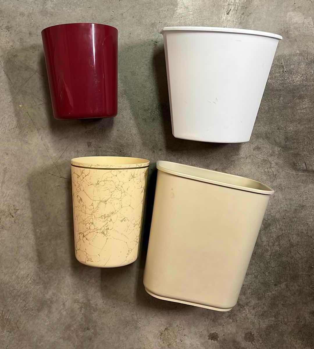 Photo 1 of ASSORTMENT OF TRASH CANS OF DIFFERENT SHAPES AND SIZES