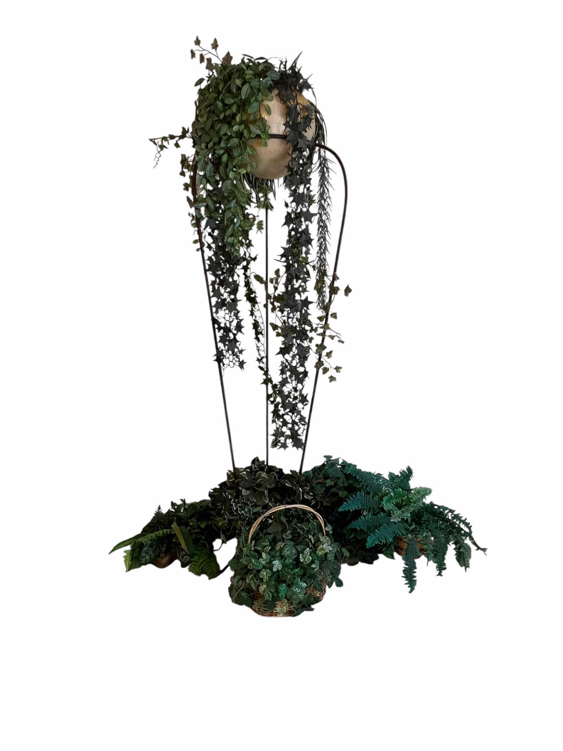 Photo 1 of ASSORTMENT OF PLASTIC PLANTS AND POT