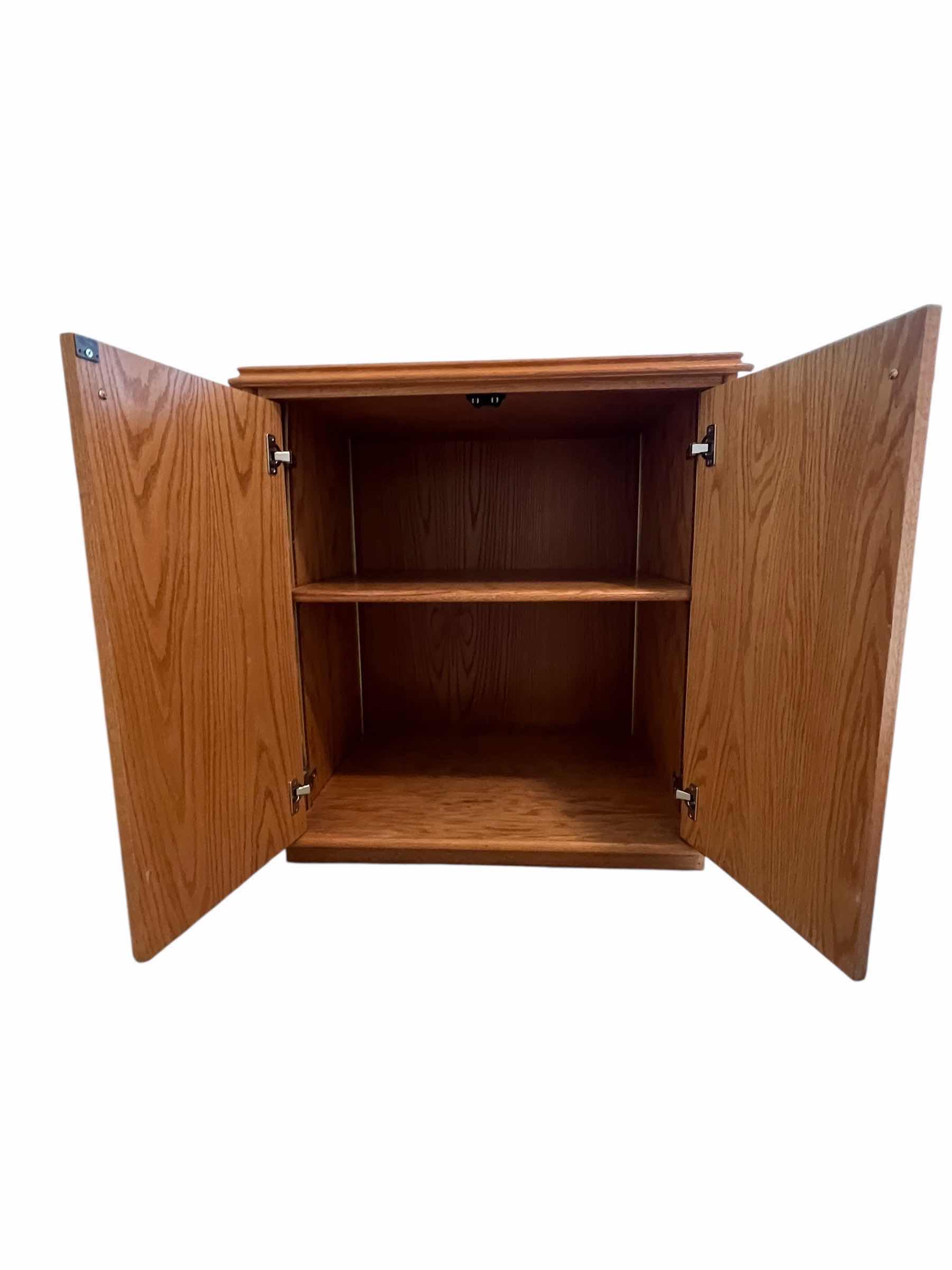 Photo 1 of WOODEN CABINET WITH BRASS COLORED HANDLES 29”W X 24”D X 32”H