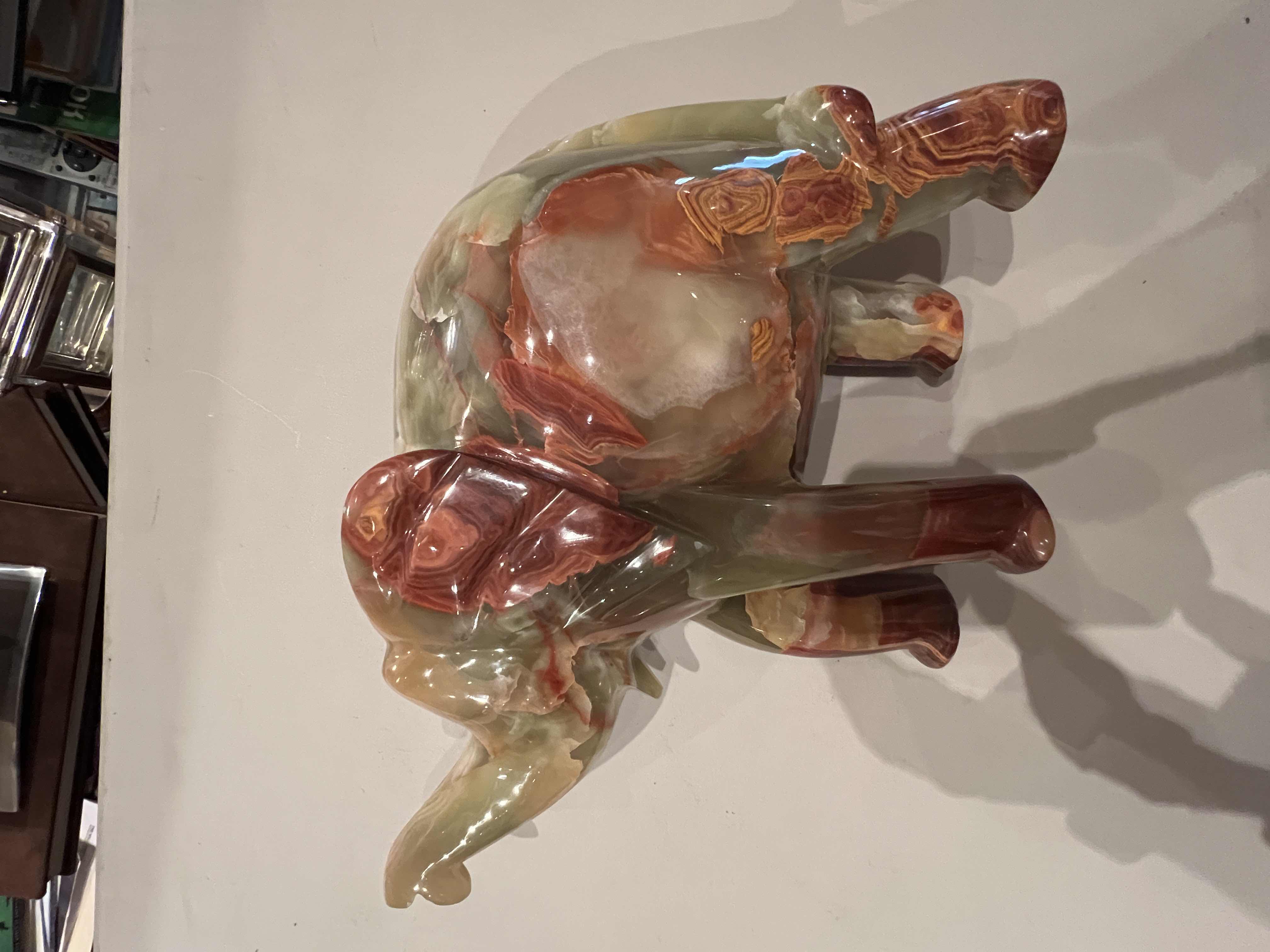 Photo 1 of CARVED ONYX ELEPHANT FIGURE 8” TALL