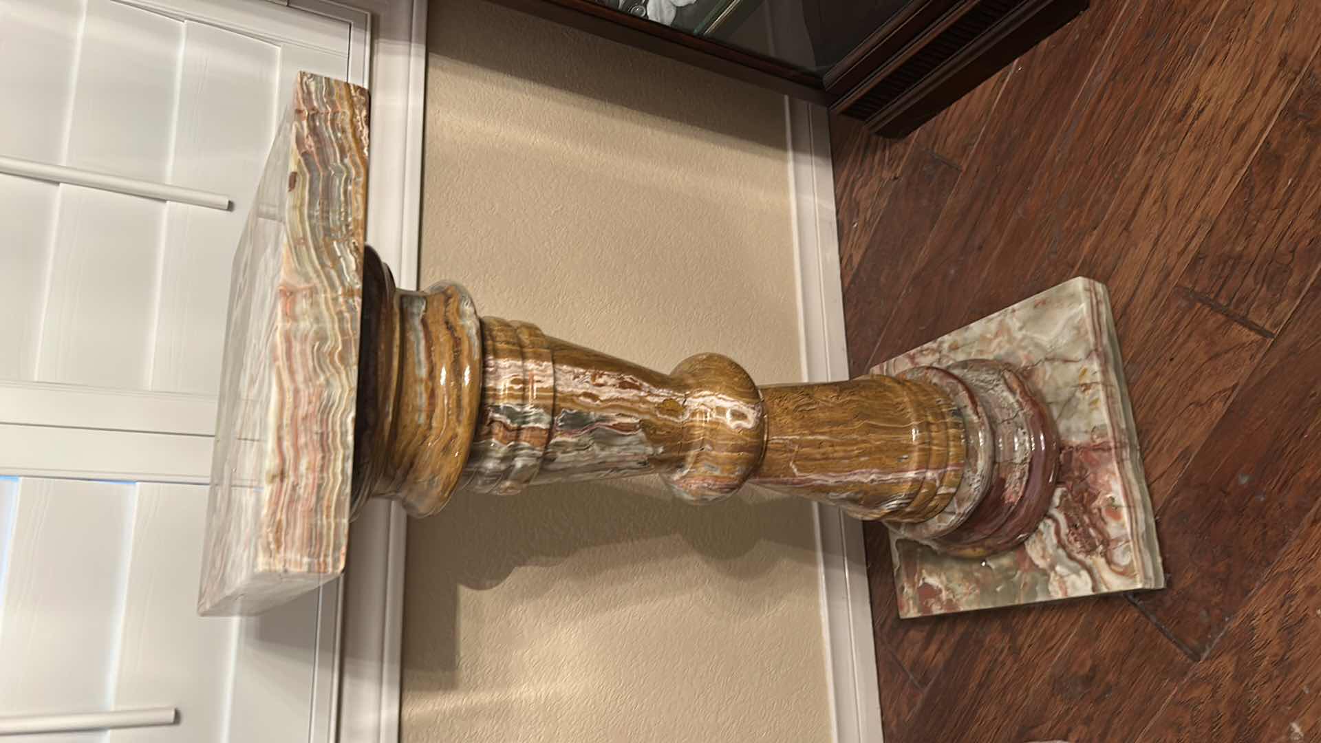 Photo 1 of 3PC SOLID BROWN RED BLACK MARBLE STAND H 38"