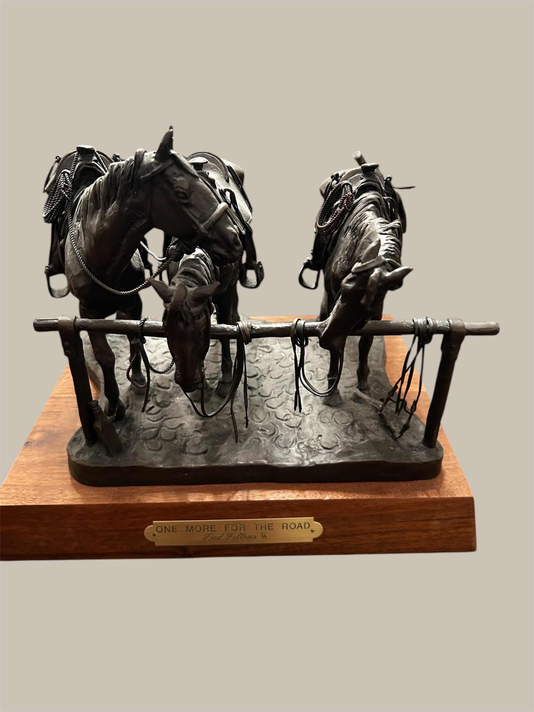 Photo 1 of BRONZE SCULPTURE FRED FELLOWS " ONE MORE FOR THE ROAD" 13" X 12"