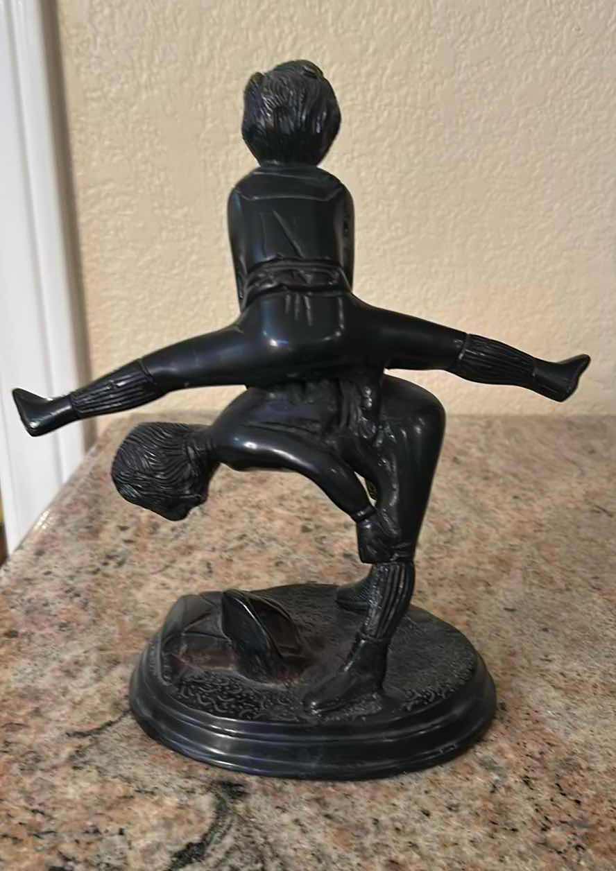 Photo 1 of CAST IRON STATUE-"CHILDREN PLAYING LEAPFROG" ARTWORK. H 9"
