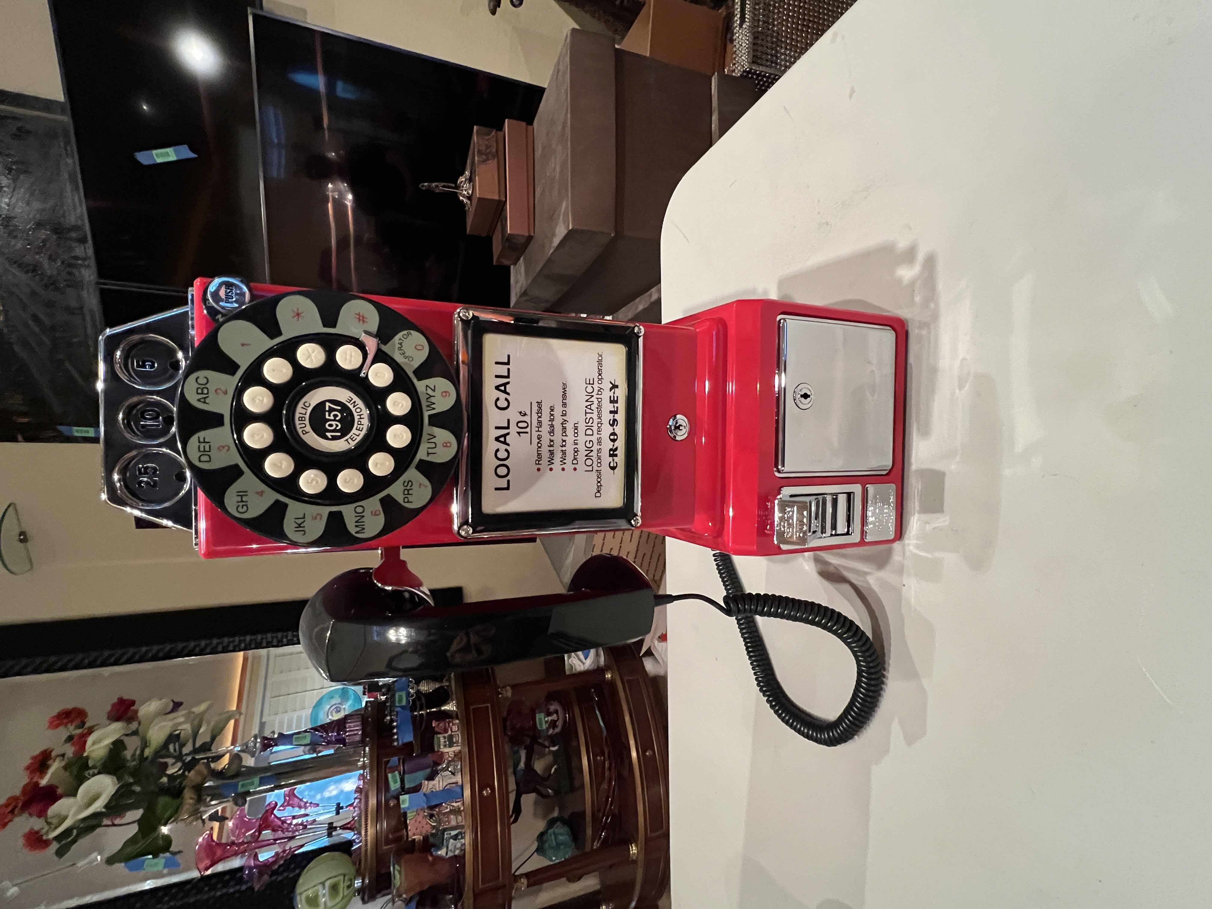 Photo 1 of CROSLEY 1957 REPLICA PLASTIC PHONE IN WORKING CONDITION 18.5” TALL