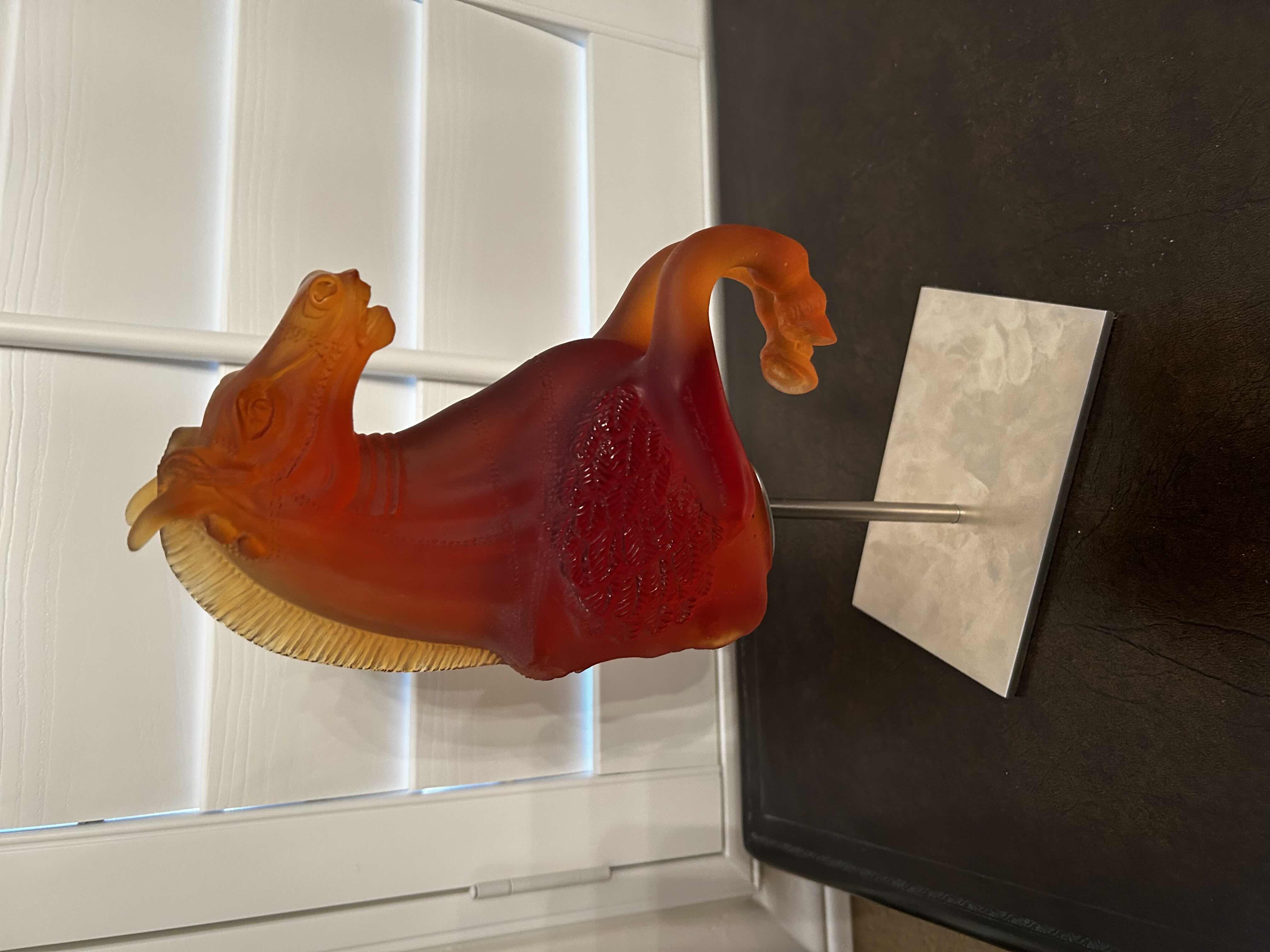 Photo 1 of DAUM CRYSTAL HORSE SCULPTURE " SPIRITED HORSE " ON SILVER STAND H 14"