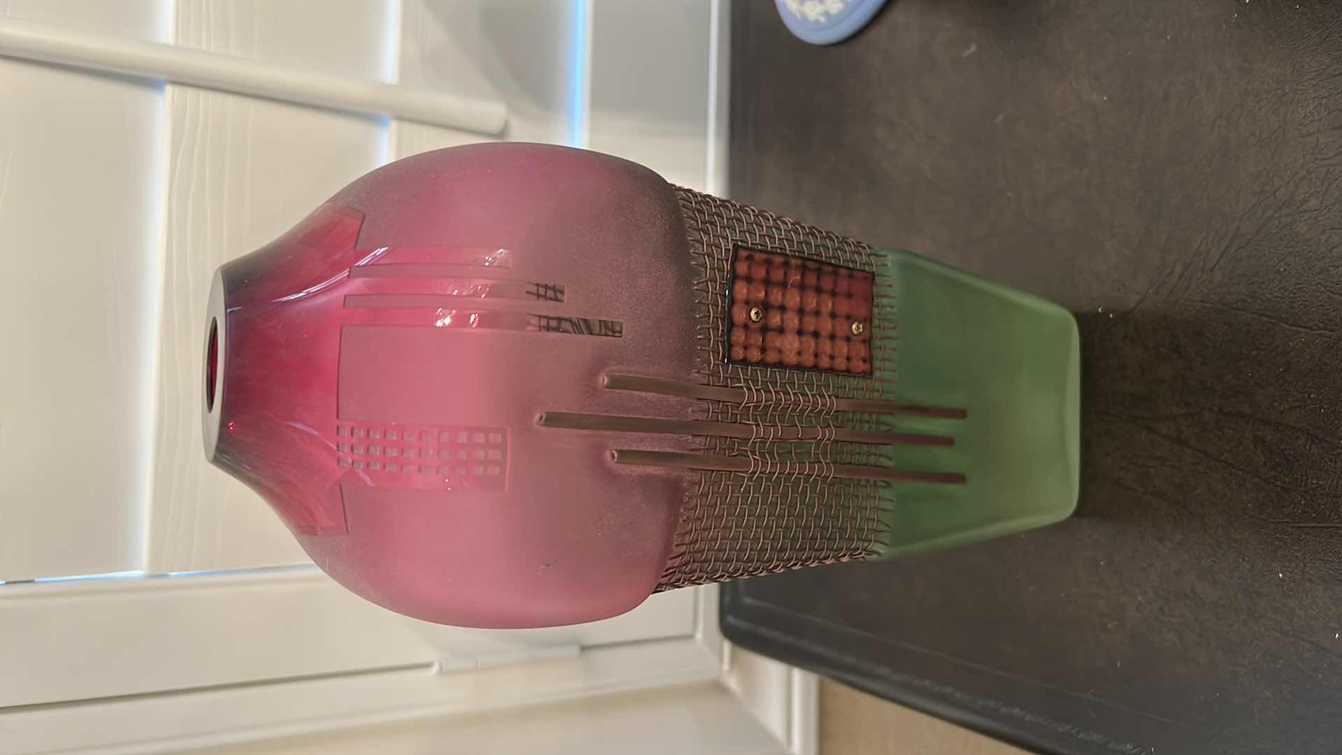 Photo 1 of ACID ETCHED STUDIO ART GLASS VASE H 12"