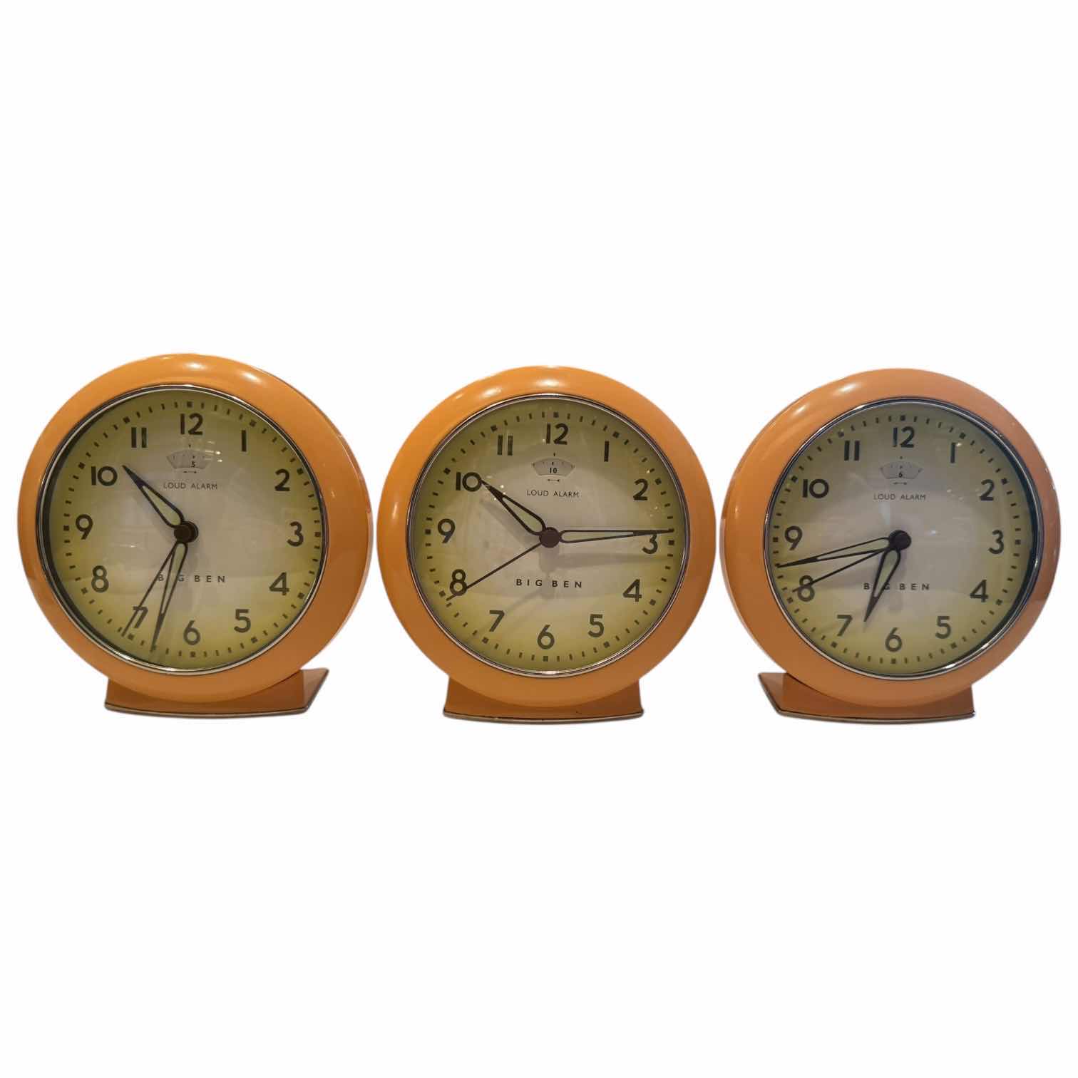 Photo 1 of 3- BIG BEN METAL ANALOG ALARM CLOCK ORANGE H5”