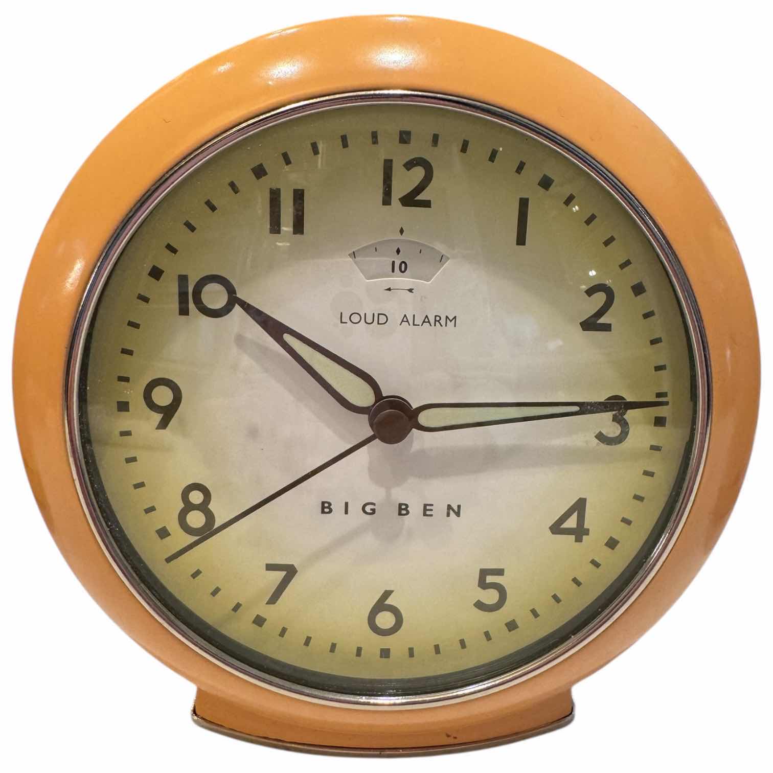 Photo 1 of 3- BIG BEN METAL ANALOG ALARM CLOCK ORANGE H5”