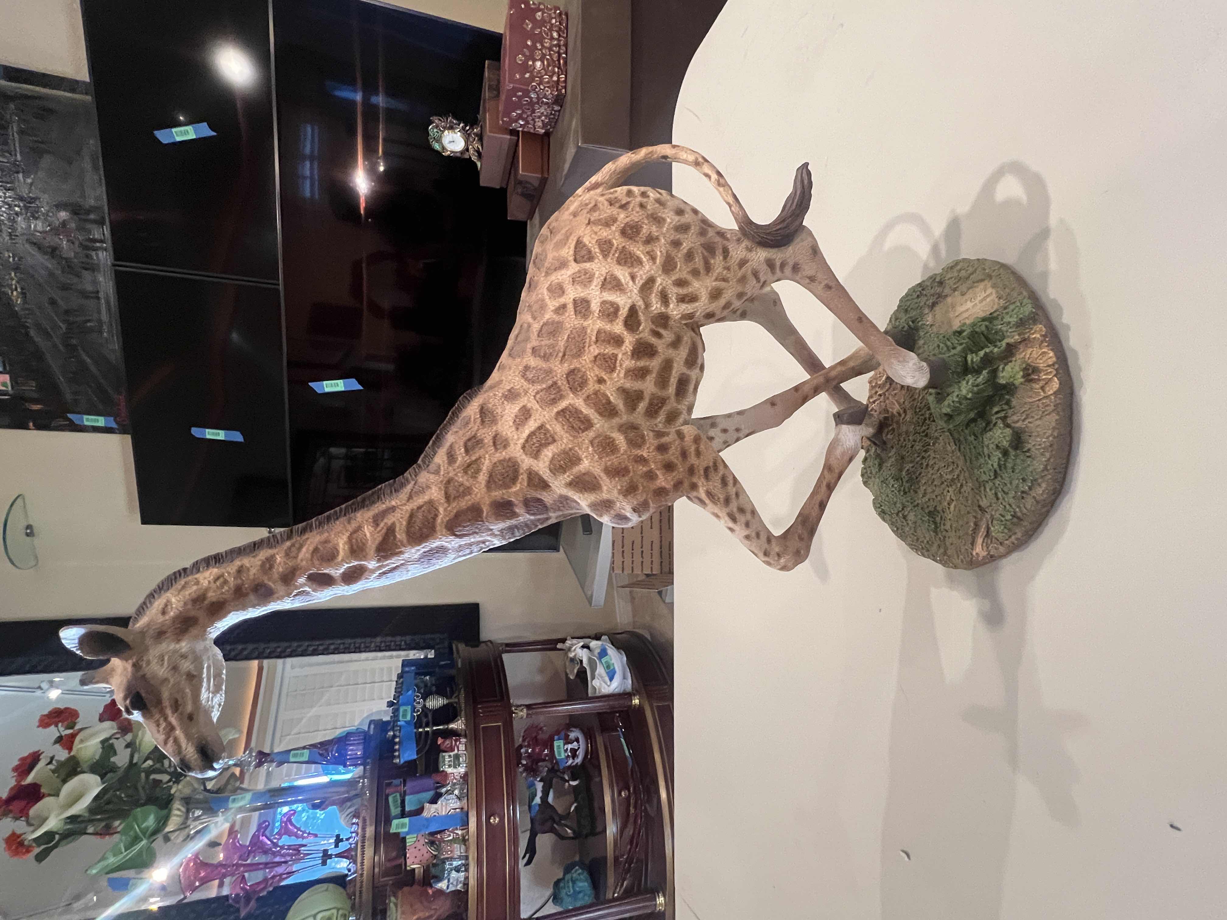 Photo 1 of CREART RESIN GIRAFFE RUNNING ON GRASS 15”H X 7”W