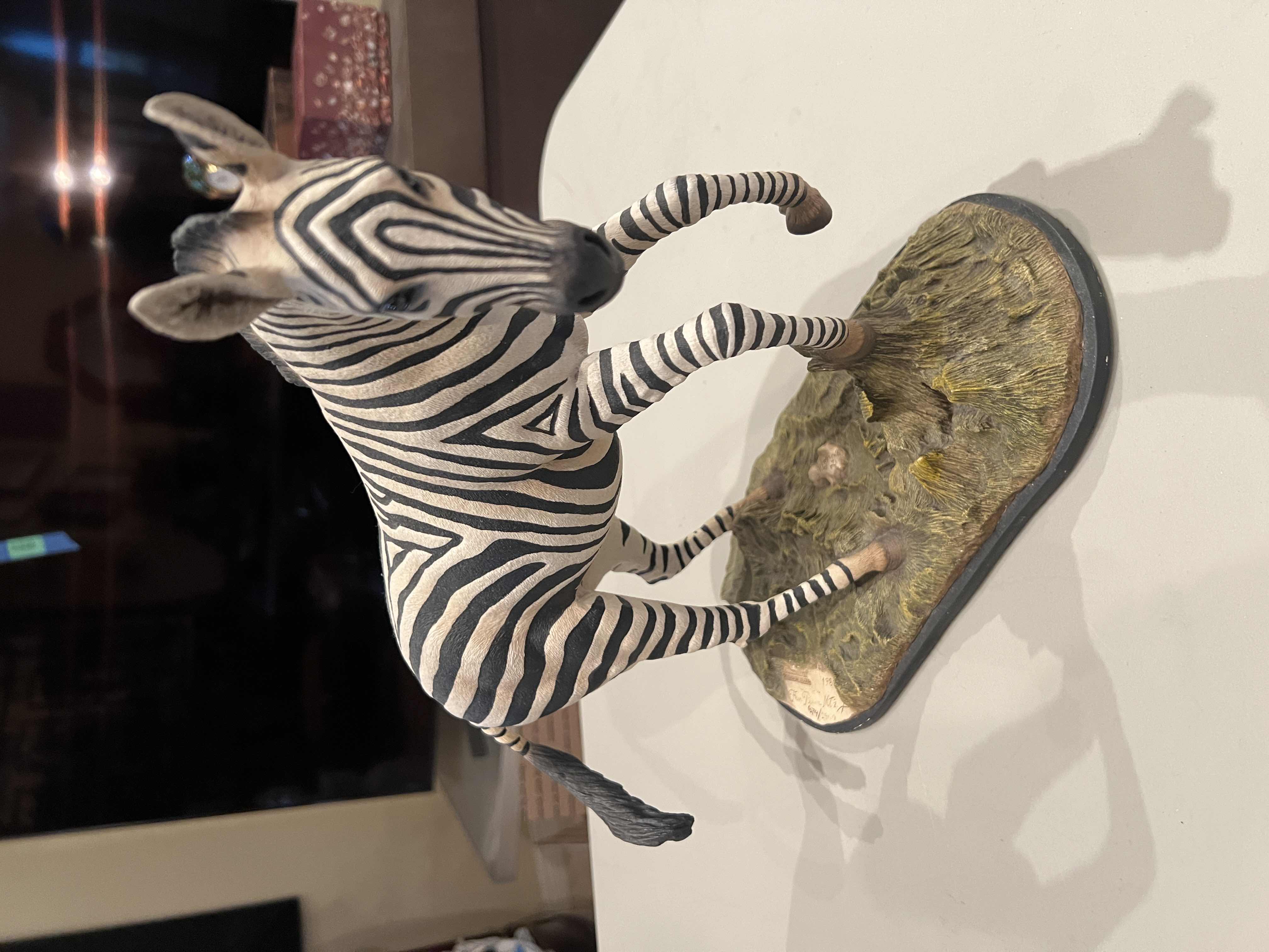 Photo 1 of CREART RESIN ZEBRA ON A FIELD 674/2500 15”H X 11”W