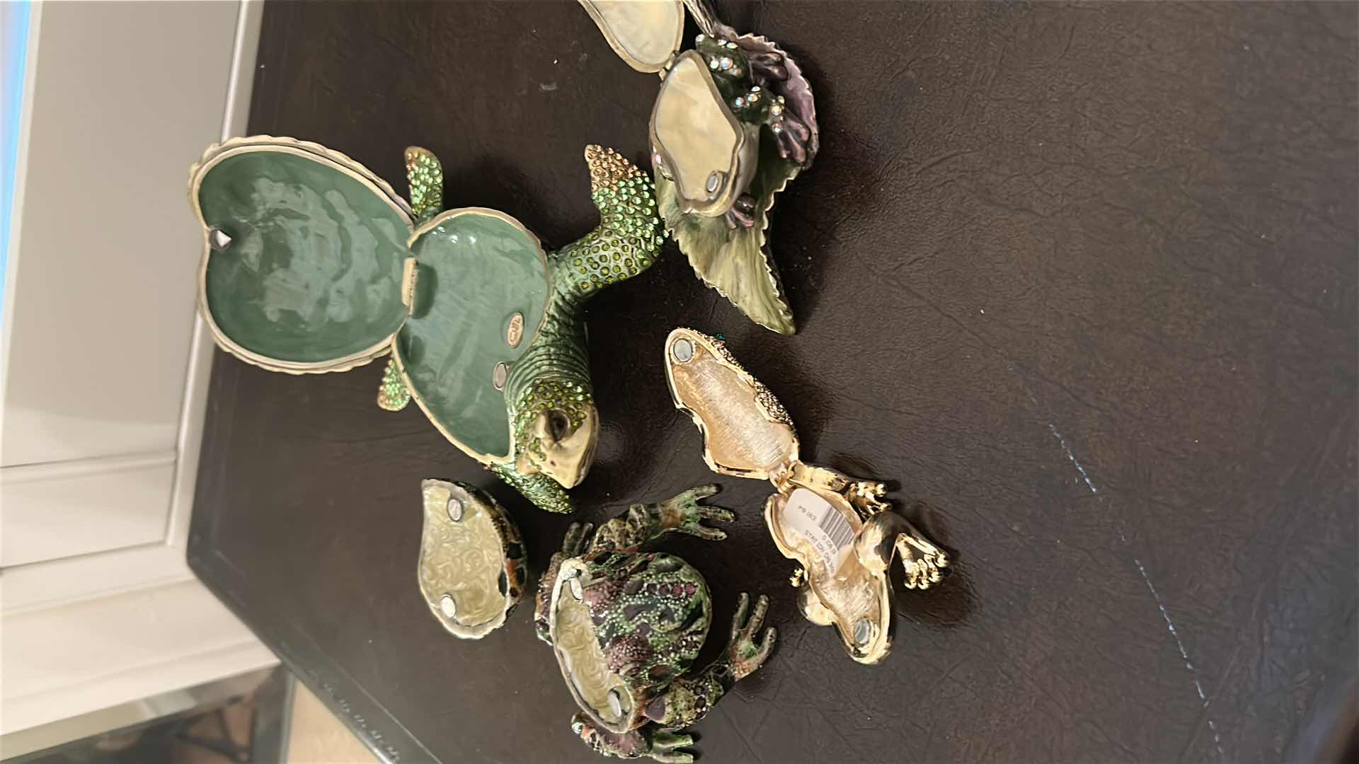 Photo 1 of 4- COLLECTABLE ORNATE CRYSTAL STUDDED TRINKET BOXES FROG TURTLE
