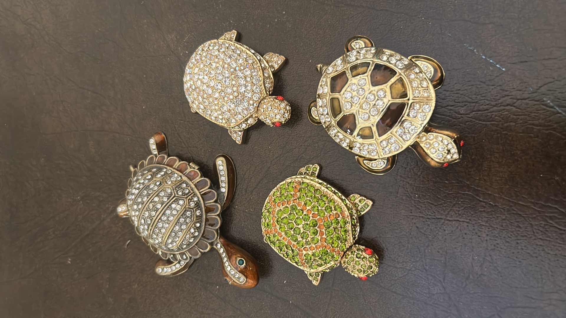 Photo 1 of 4- COLLECTABLE ORNATE CRYSTAL STUDDED TRINKET BOXES TURTLE