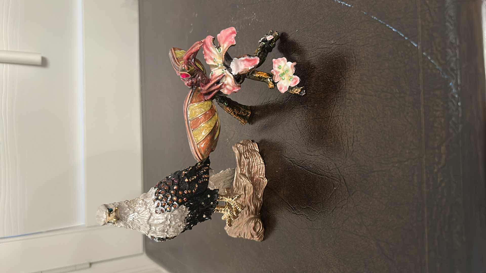 Photo 1 of 3- COLLECTABLE ORNATE CRYSTAL STUDDED TRINKET BOXES EAGLE LADY BUG