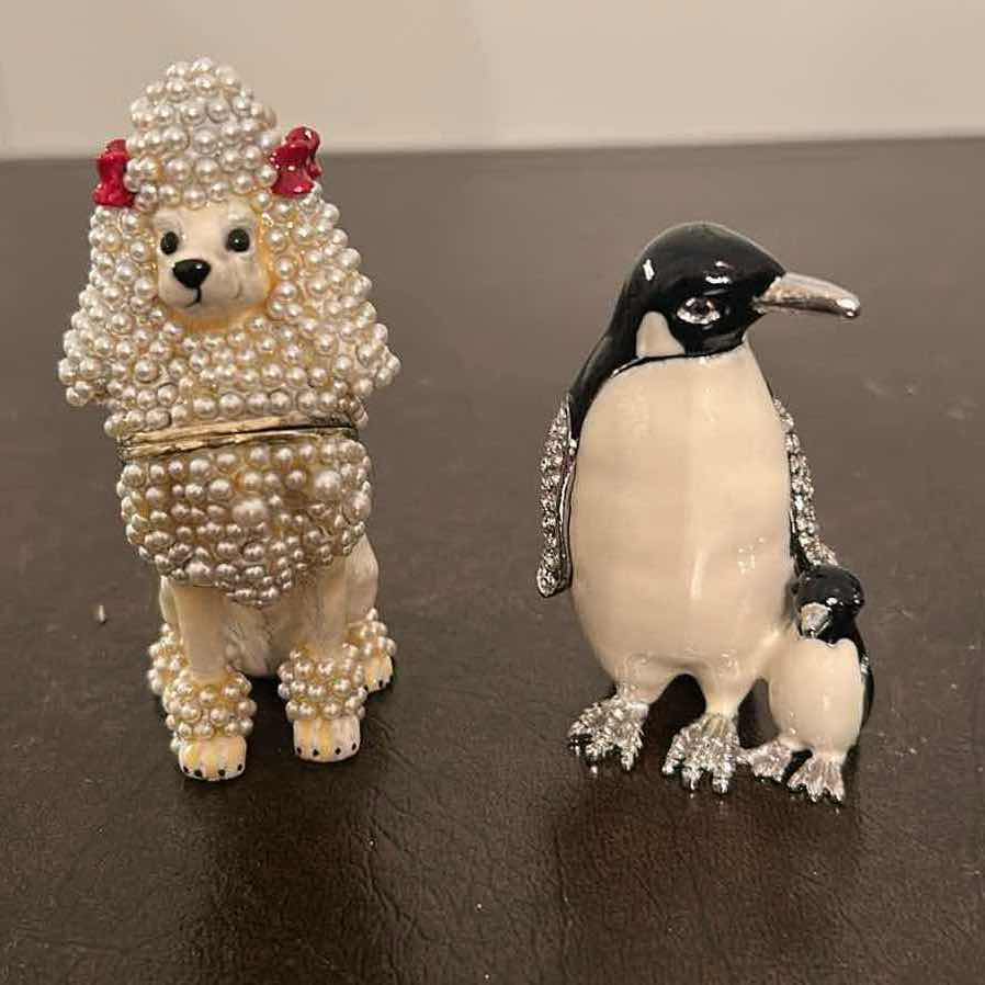 Photo 1 of 3- COLLECTABLE ORNATE CRYSTAL STUDDED TRINKET BOXES POODLE PENGUIN