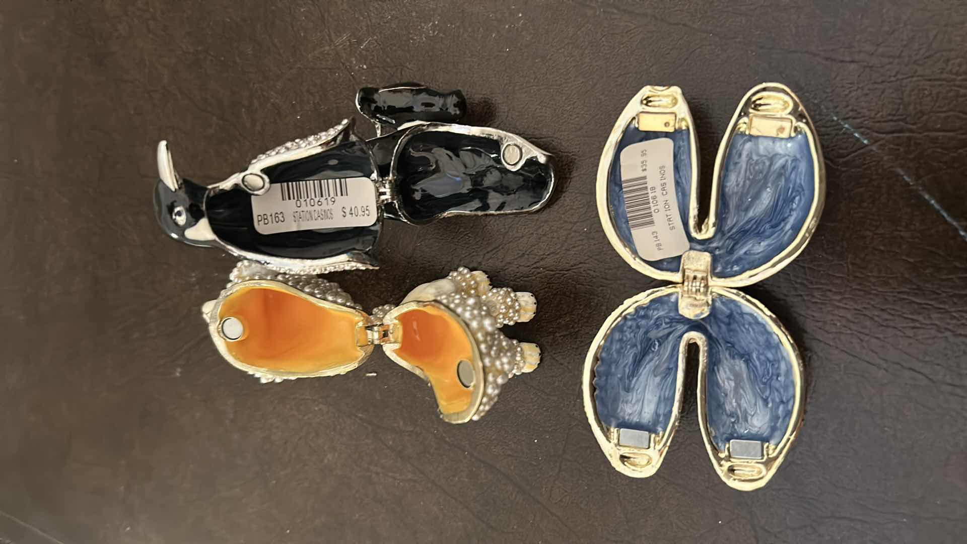 Photo 1 of 3- COLLECTABLE ORNATE CRYSTAL STUDDED TRINKET BOXES POODLE PENGUIN