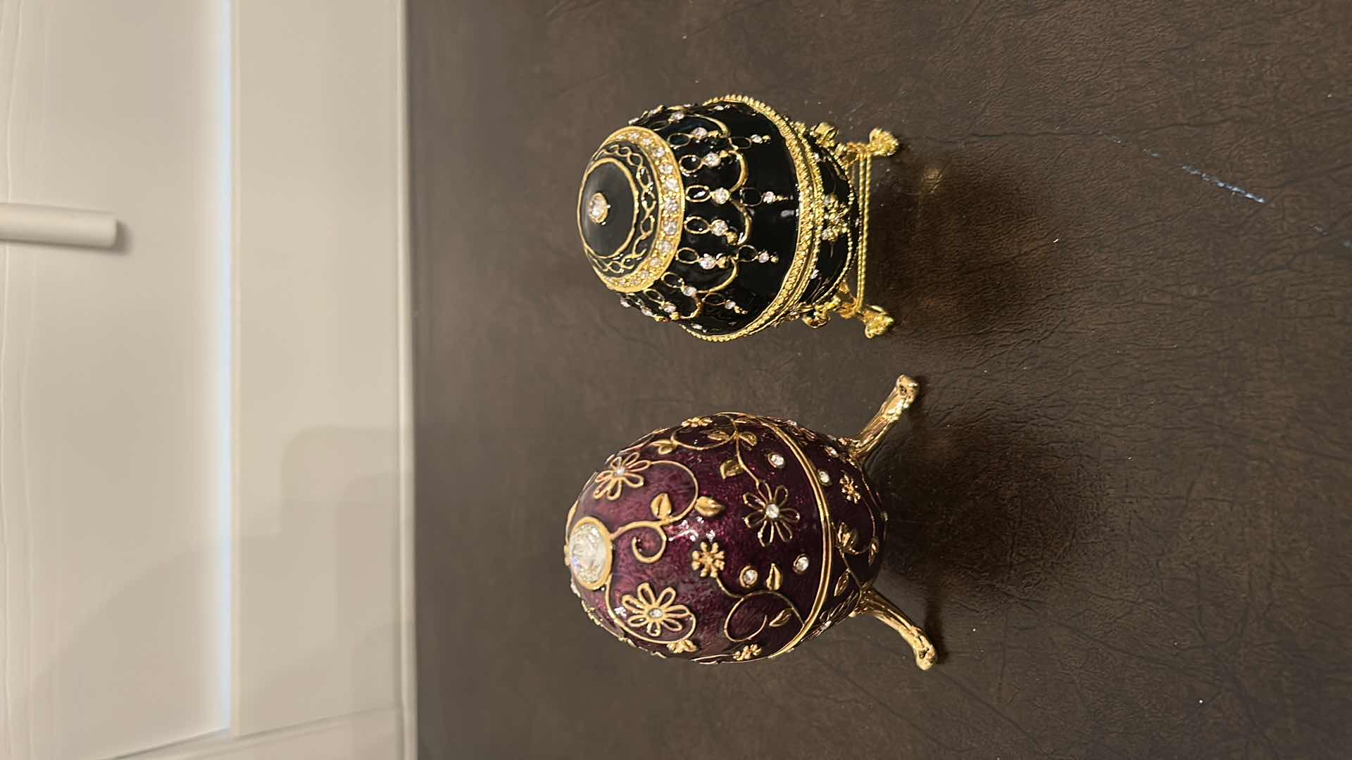 Photo 1 of 2- MUSICAL ENAMELED EGG PILL BOX