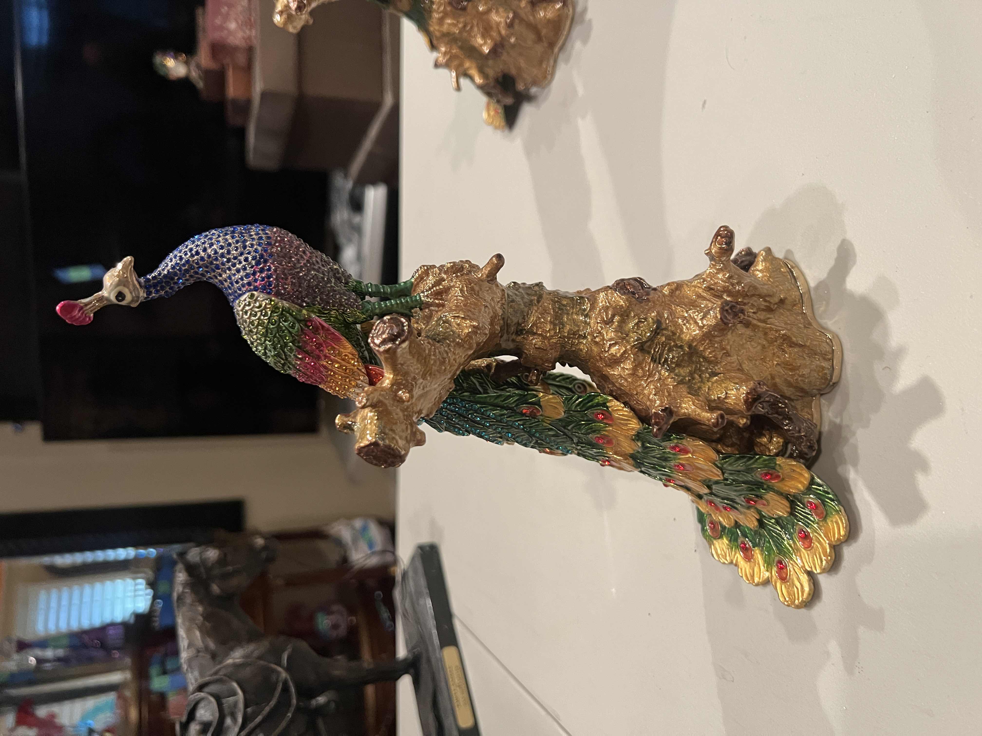 Photo 1 of BOX PEACOCK WITH CRYSTALS 10” TALL