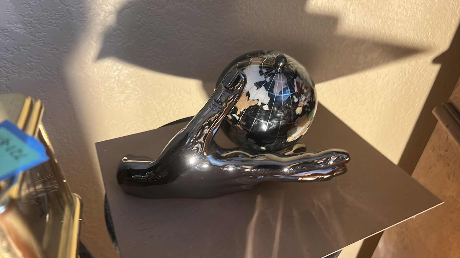 Photo 1 of ALEXANDER KALIFANO “WORLD IN YOUR HAND” GEMSTONE GLOBE WITH A BLACK OPAL OCEAN. 16.5” X 9 1/2” x 6”