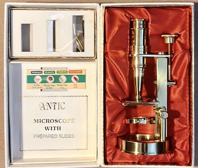 Photo 1 of ANTIC MICROSCOPE WITH PREPARED SLIDES