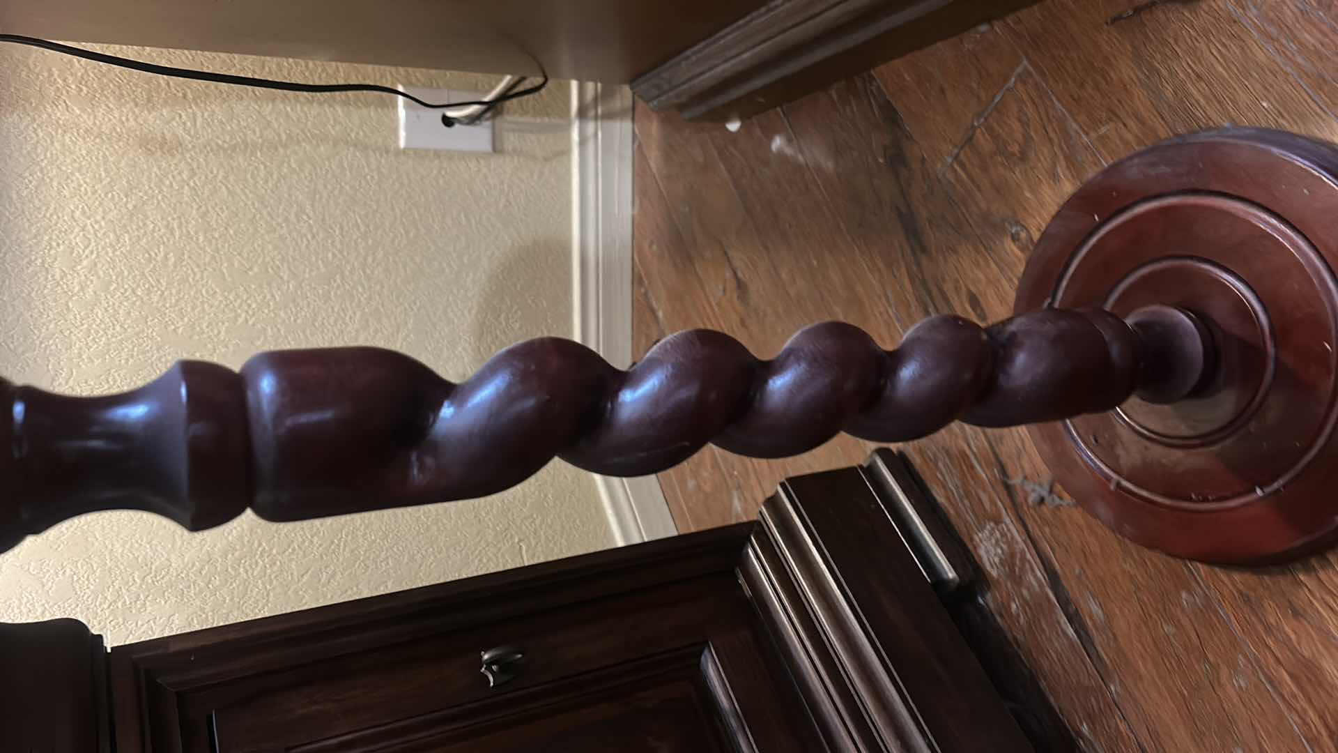 Photo 1 of BARLEY TWIST PLANT STAND OR PEDESTAL TABLE WITH GREEN MARBLE TOP. 11“ x 29 1/2“