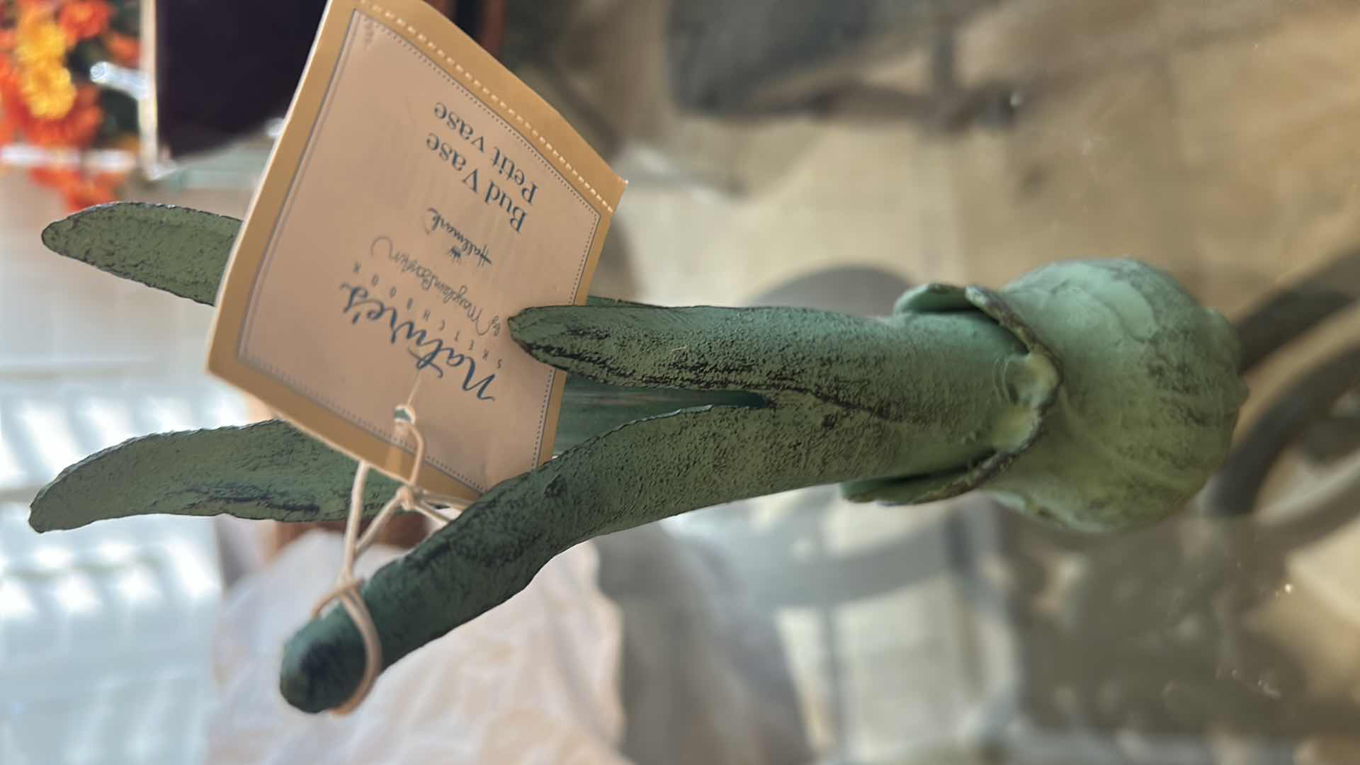 Photo 1 of 3- NATURES PETIT GREEN CAST IRON BUD VASE H 7"