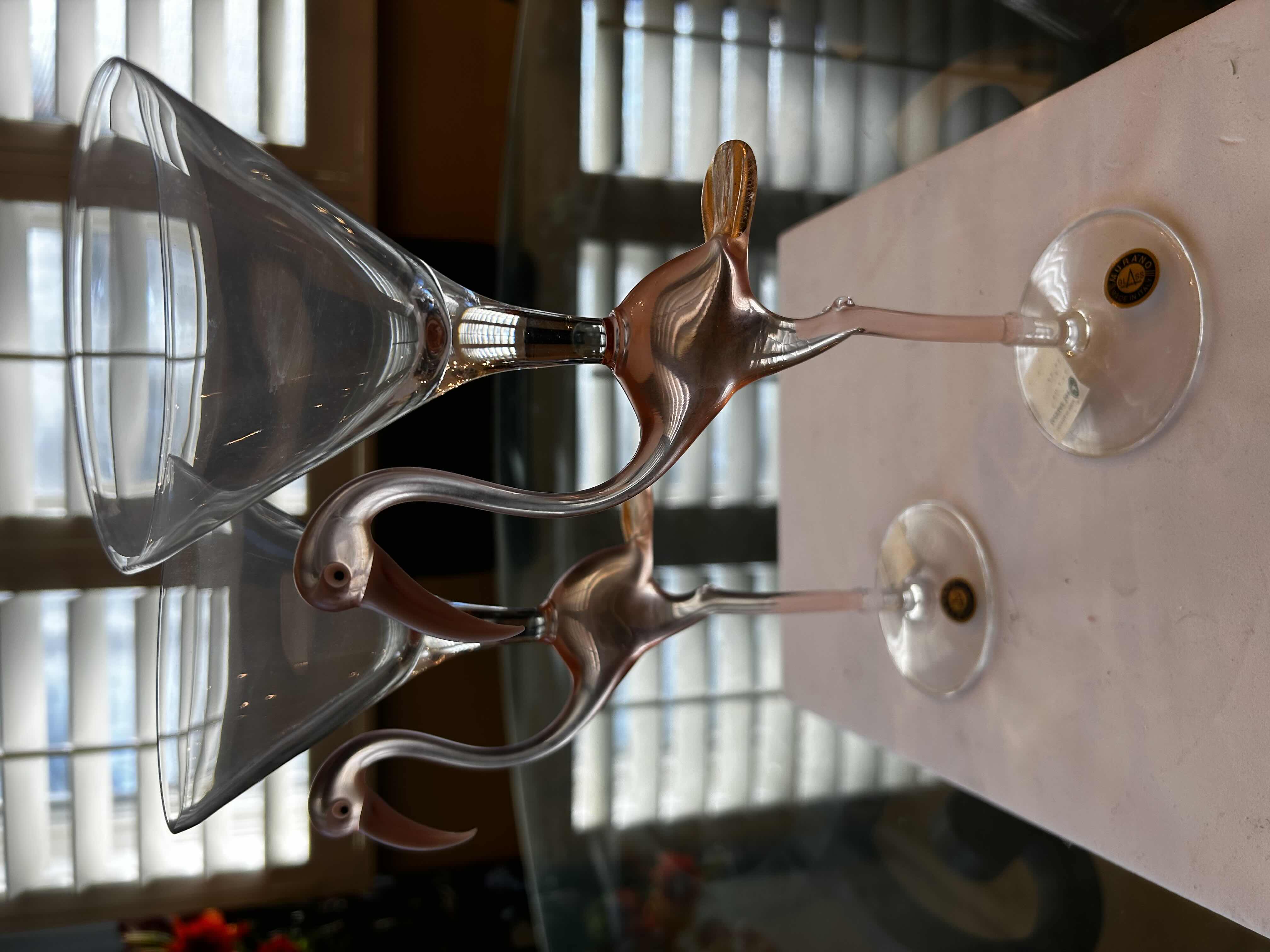 Photo 1 of 2-FLAMINGO STEM MARTINI GLASSES