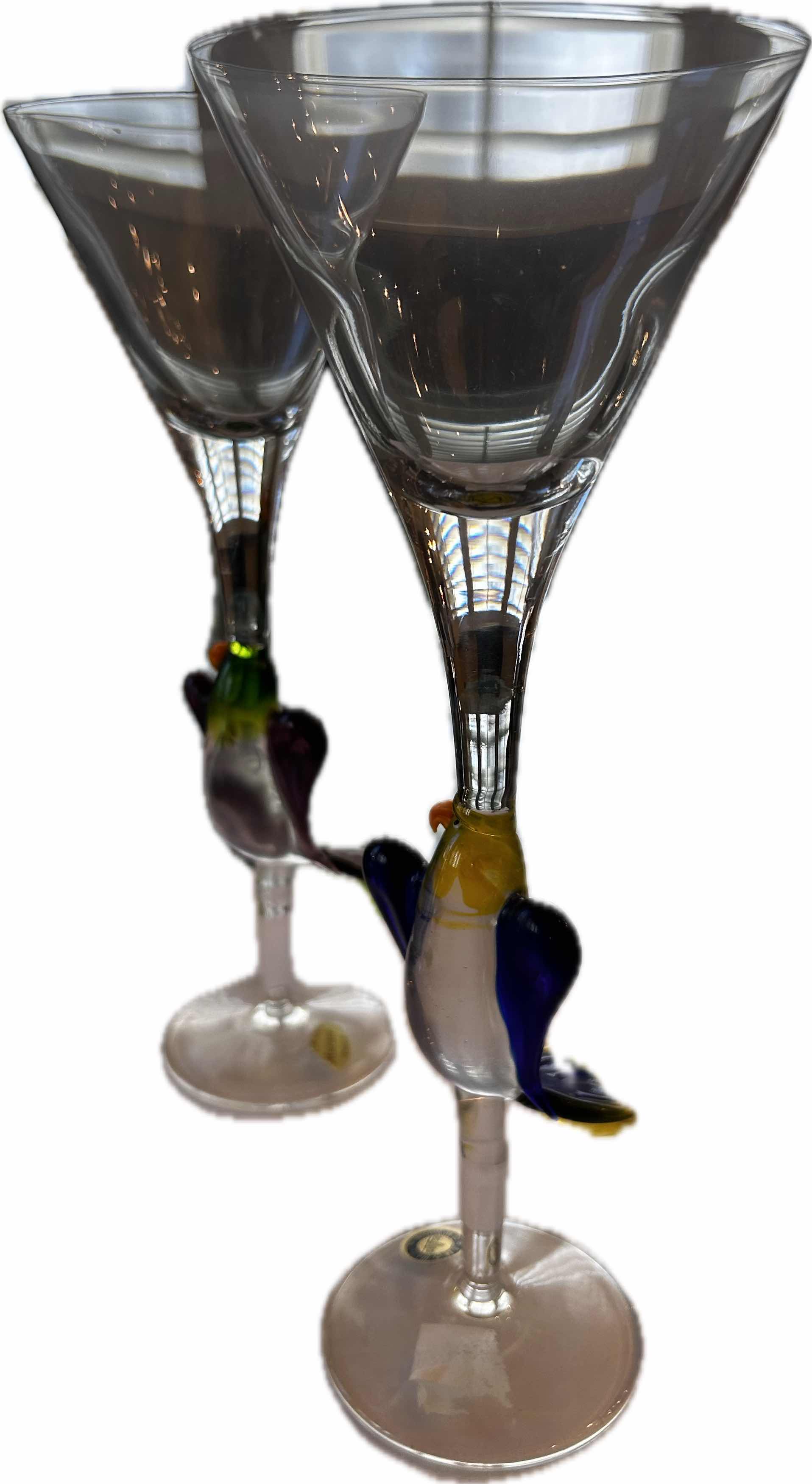Photo 1 of 2-PARROT STEM MARTINI GLASSES