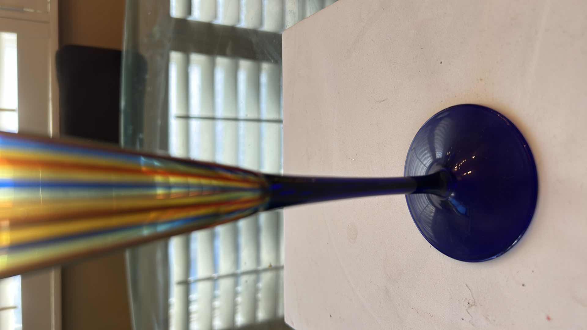 Photo 1 of 2- MURANO STRIPED W BLUE STEM FLUTES