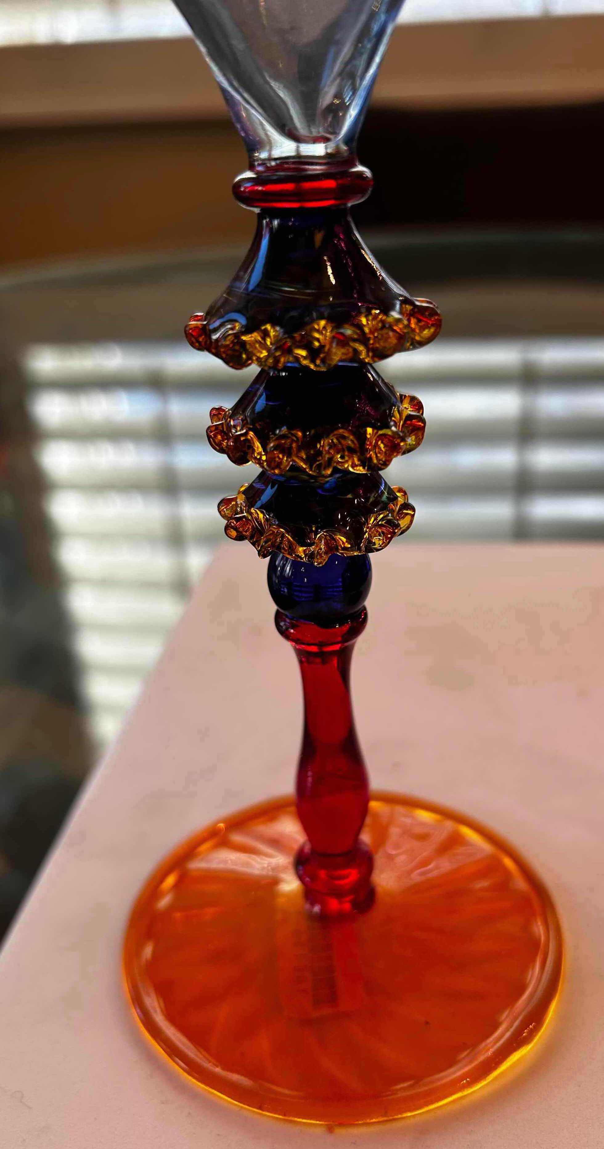 Photo 1 of 2- HAND BLOWN MURANO ART GLASS MARTINI GLASSES