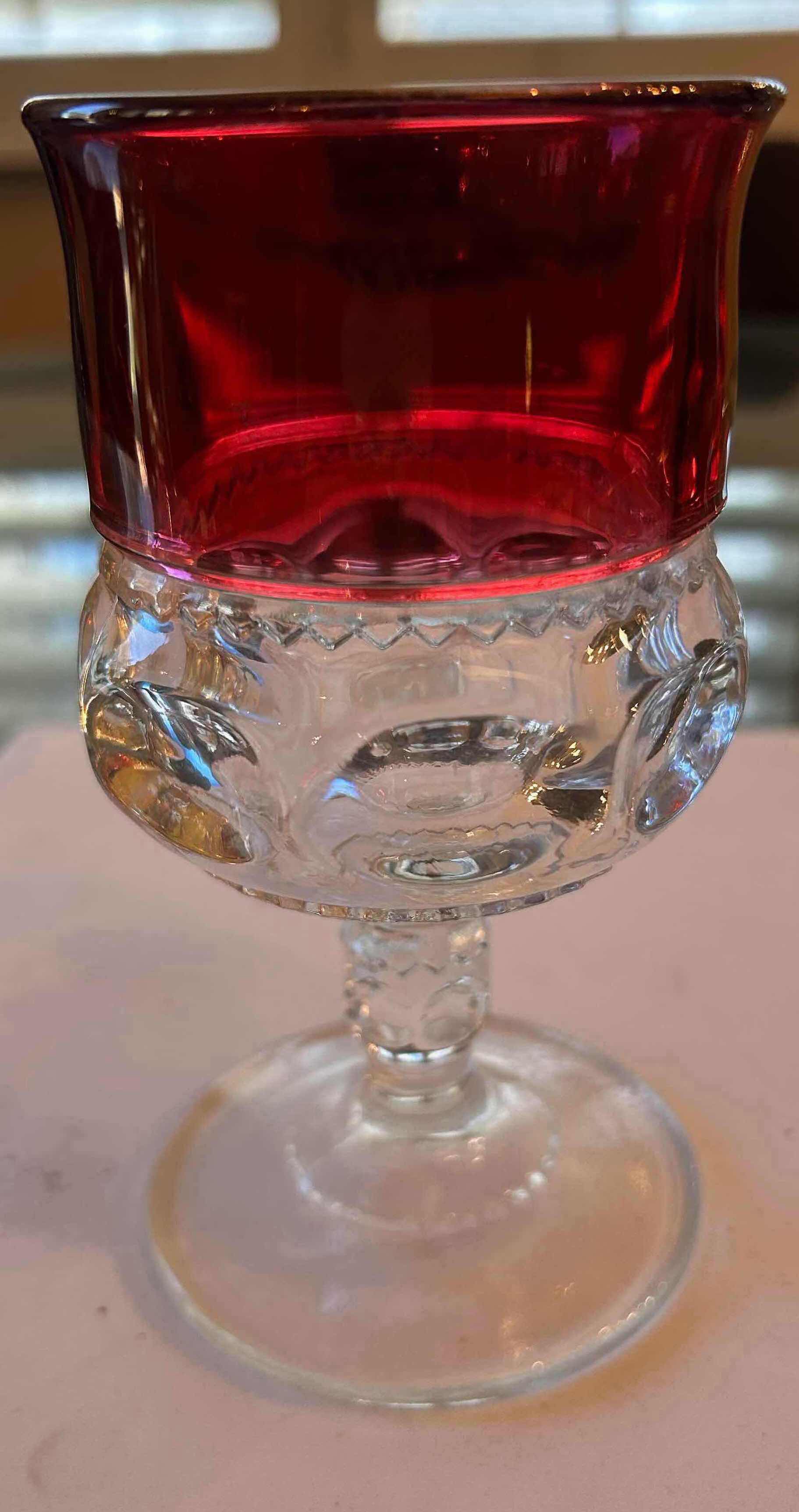 Photo 1 of 6- VINTAGE TIFFIN FRANCISCAN KINGS CROWN RED WATER GOBLETS