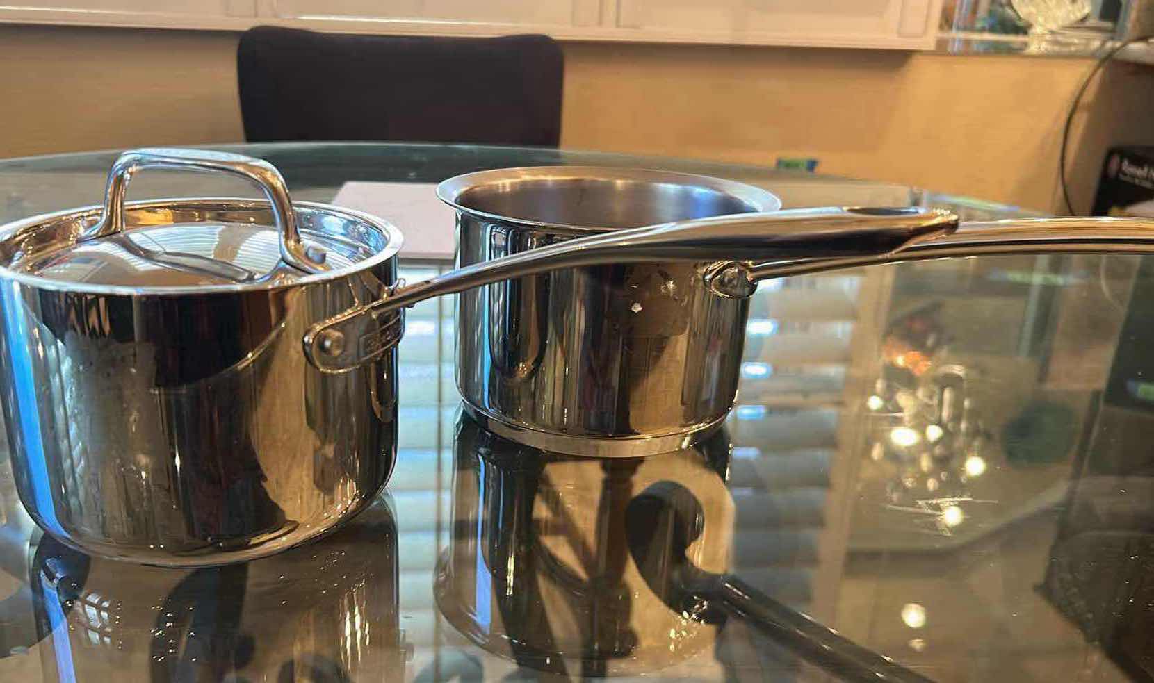 Photo 1 of 2 -TRAMONTINA STAINLESS STEEL SAUCE PANS W LIDS