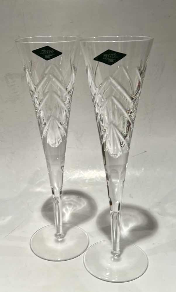Photo 1 of 2 SHANNON CUT CRYSTAL FLUTE GLASSES