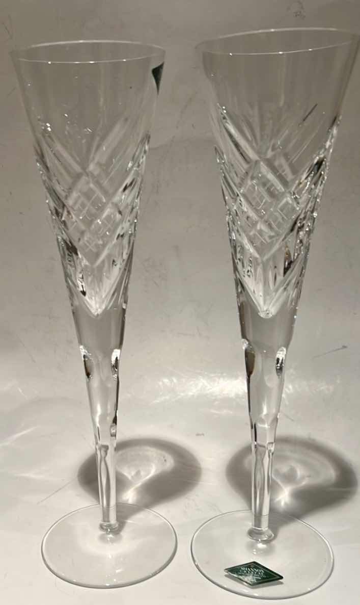 Photo 1 of 2 SHANNON CUT CRYSTAL FLUTE GLASSES