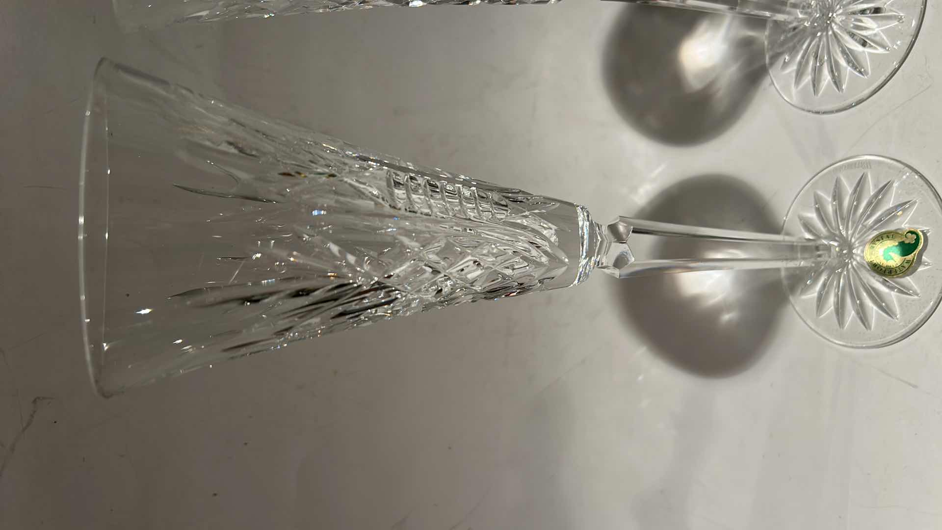 Photo 1 of 4 CRYSTAL PCS- CUT CRUSTAL FLUTE GLASSES, BELL AND WINE STOPPER