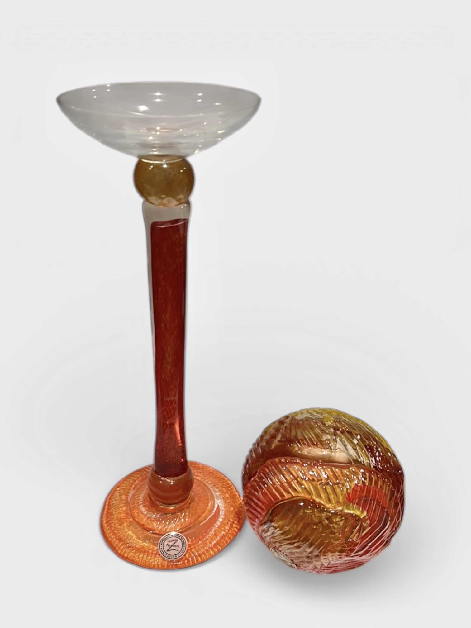 Photo 1 of 2 PC’S- HANDMADE IN CZECH REPUBLIC BY Z FUSION COLOR COLORED GLASS HOME DÉCOR
13 1/2” & 5”