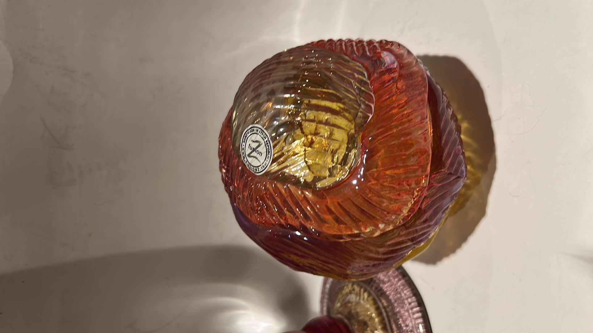 Photo 1 of 2 PC’S -HANDMADE IN CZECH REPUBLIC BY Z FUSION COLOR COLORED GLASS HOME DÉCOR
16” & 5”