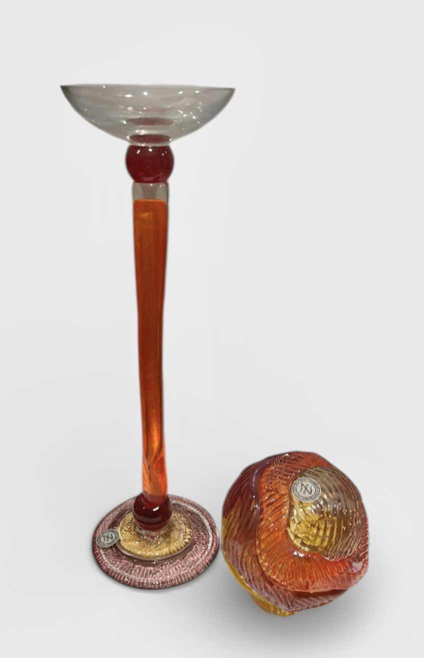 Photo 1 of 2 PC’S -HANDMADE IN CZECH REPUBLIC BY Z FUSION COLOR COLORED GLASS HOME DÉCOR
16” & 5”