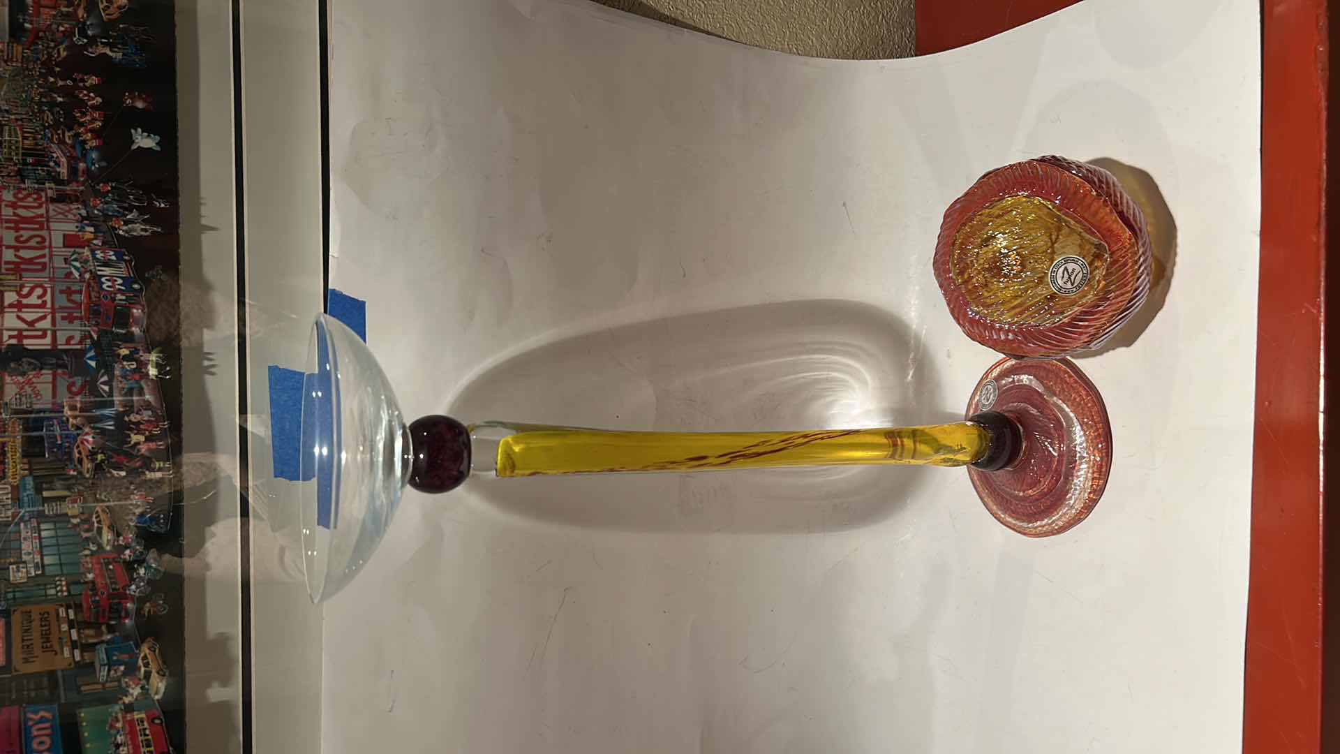 Photo 1 of 2 PC’S HANDMADE IN CZECH REPUBLIC BY Z FUSION COLOR COLORED GLASS HOME DÉCOR 18.25” & 5”