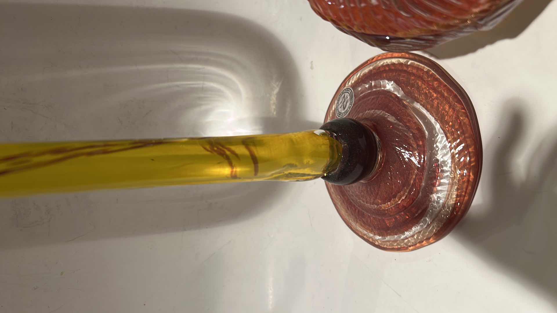 Photo 1 of 2 PC’S HANDMADE IN CZECH REPUBLIC BY Z FUSION COLOR COLORED GLASS HOME DÉCOR 18.25” & 5”