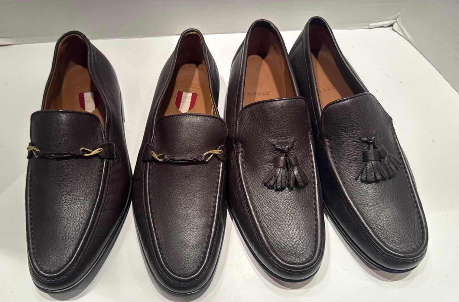 Photo 1 of 2-PAIRS BALLY BROWN LEATHER MEN’S DESIGNER LOAFER SHOES (SIZE 9.5)