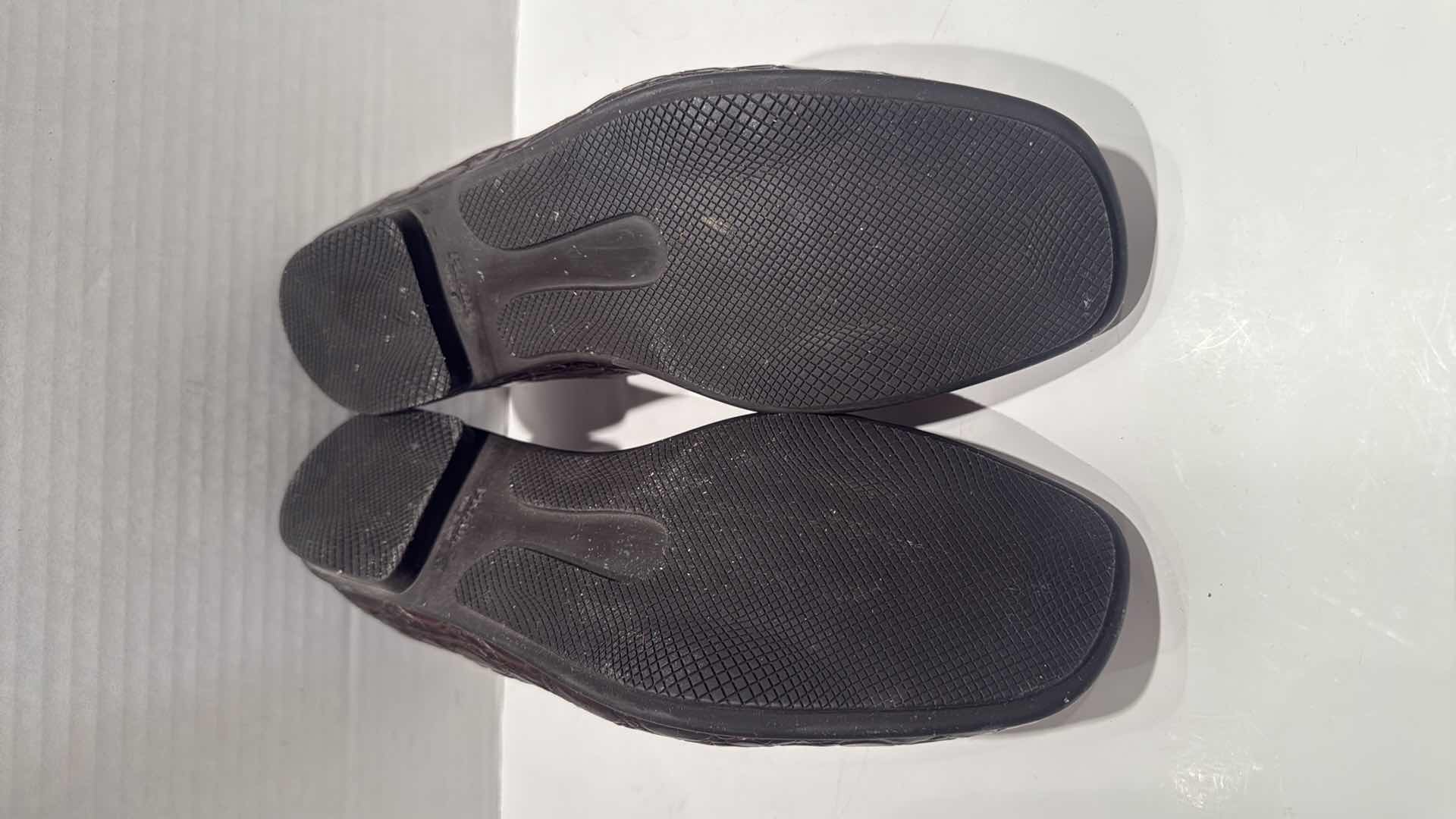 Photo 1 of DESIGNER PRADA BROWN LEATHER SKIN LOAFER SHOES (SIZE 9)