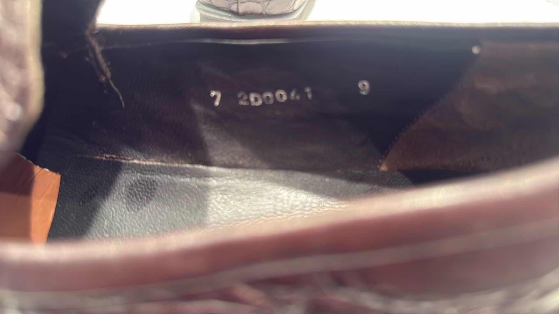 Photo 1 of DESIGNER PRADA BROWN LEATHER SKIN LOAFER SHOES (SIZE 9)