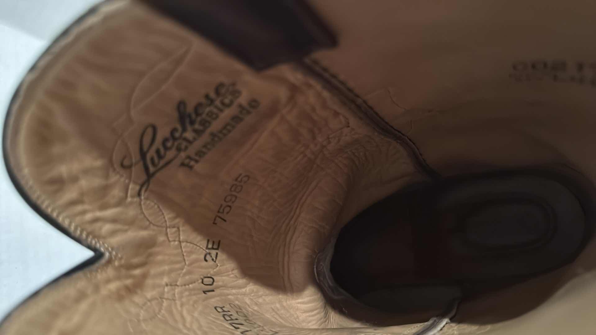 Photo 1 of LUCCHESE CLASSICS HAND-MADE DARK BROWN LEATHER SKIN MEN’S COWBOY BOOTS (SIZE 10)