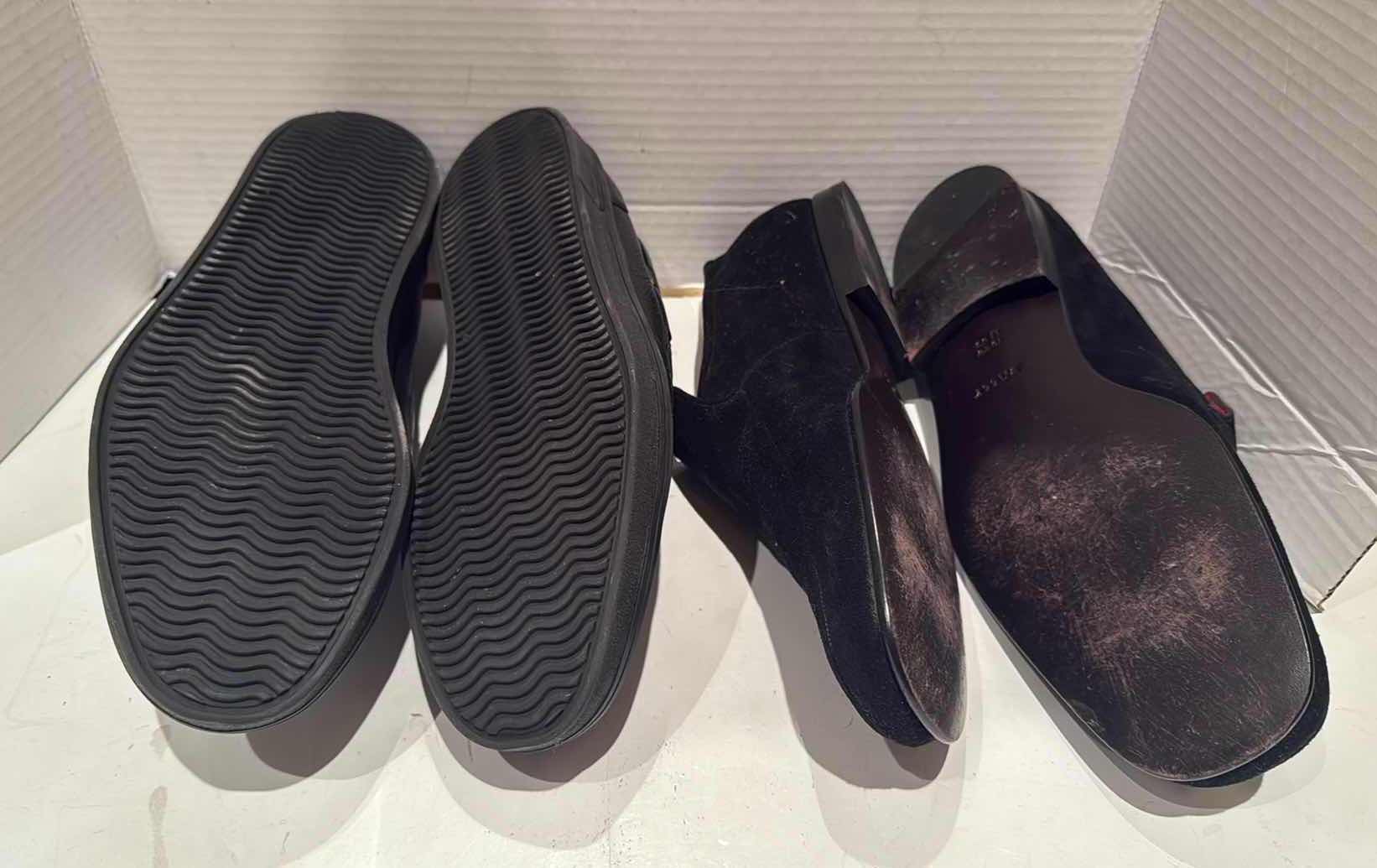 Photo 1 of 2-PAIRS BALLY DESIGNER MEN’S BLACK LOAFER SHOES (SIZE 9.5, 10)